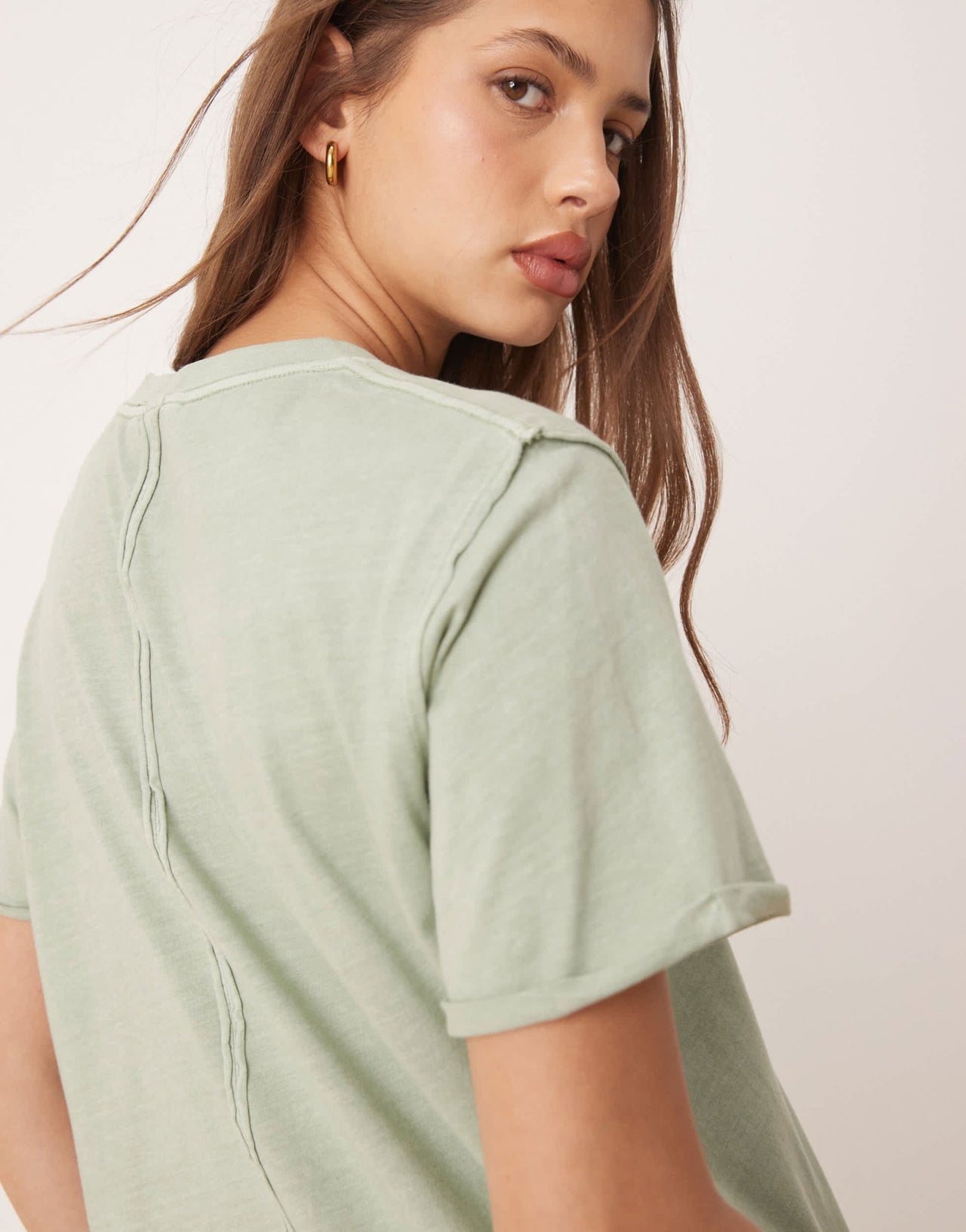 ASOS DESIGN slouchy raw edge regular fit washed t-shirt in washed green - ASOS Sample Sale