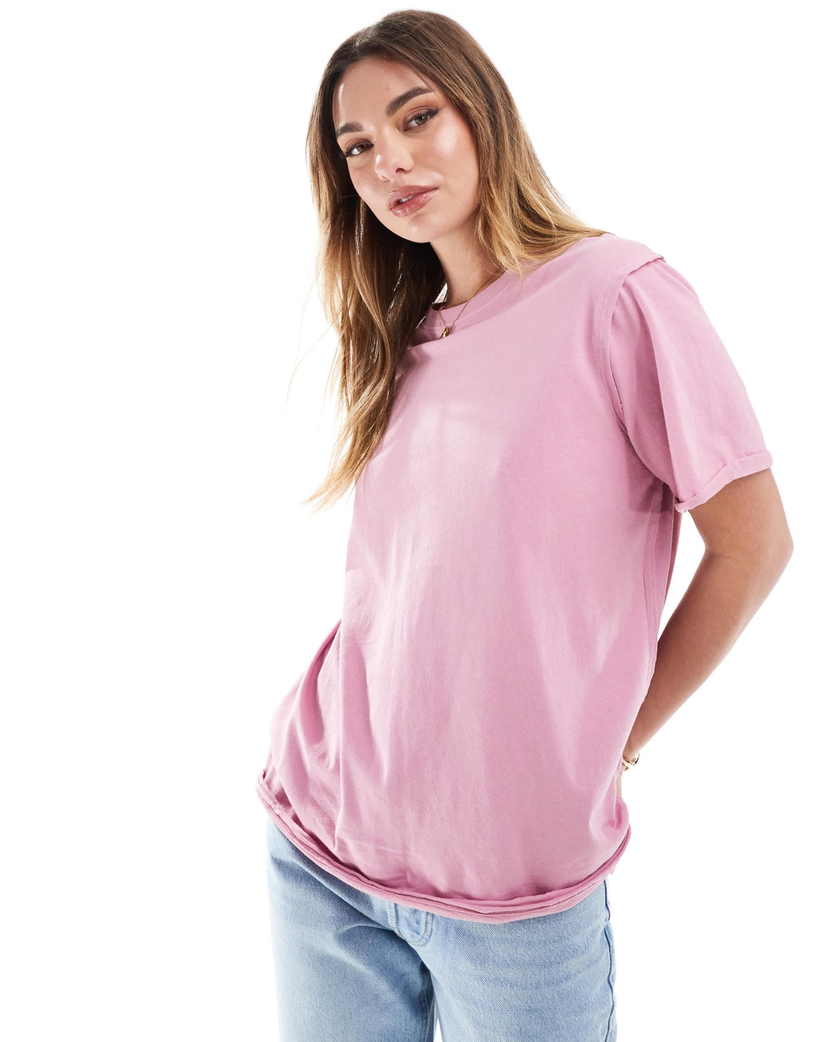 ASOS DESIGN slouchy raw edge regular fit washed t-shirt in washed plum - ASOS Sample Sale