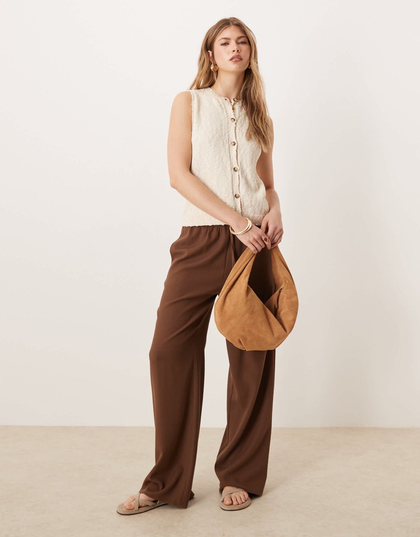 ASOS DESIGN slub knit button down tank in ecru - ASOS Sample Sale