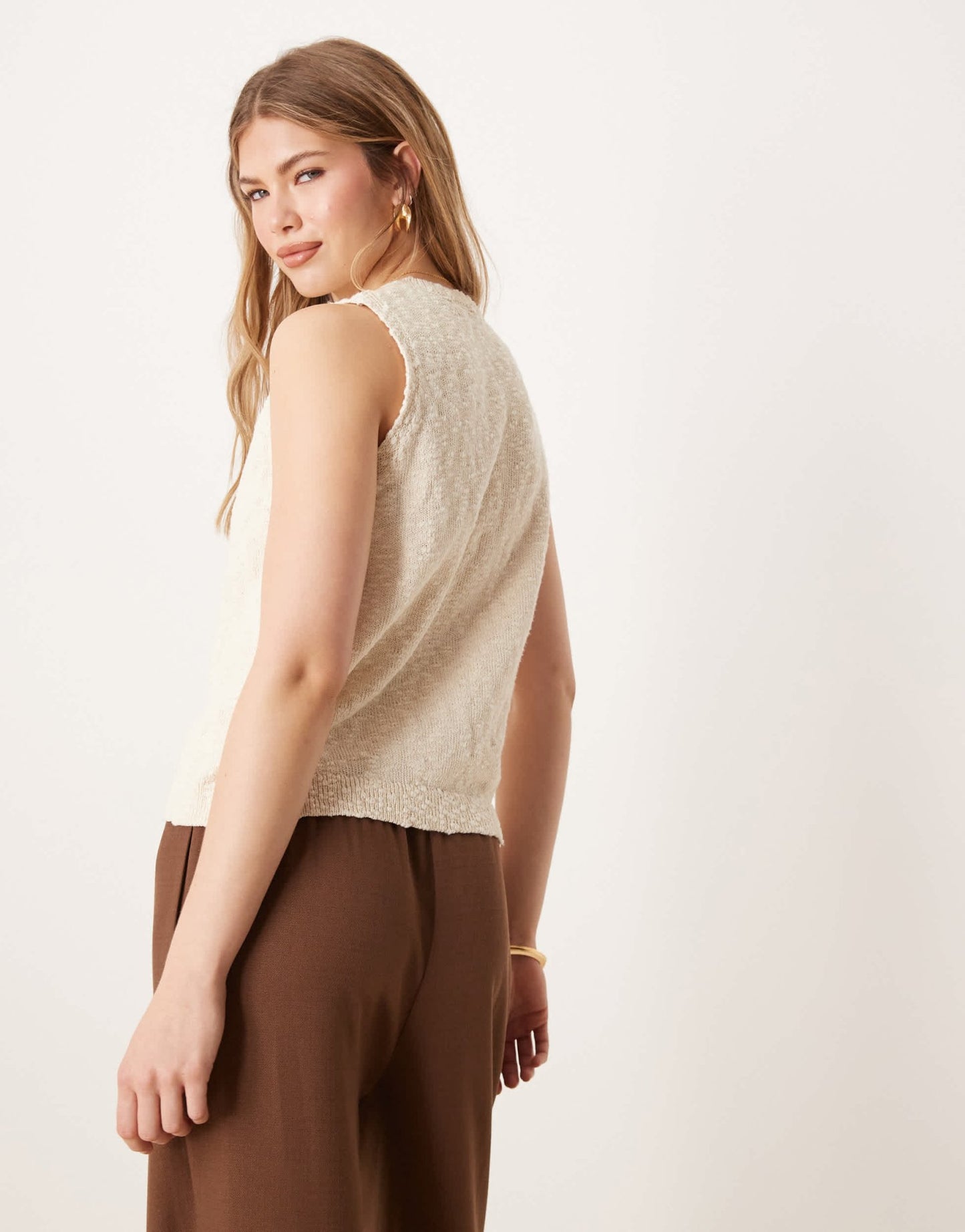 ASOS DESIGN slub knit button down tank in ecru - ASOS Sample Sale