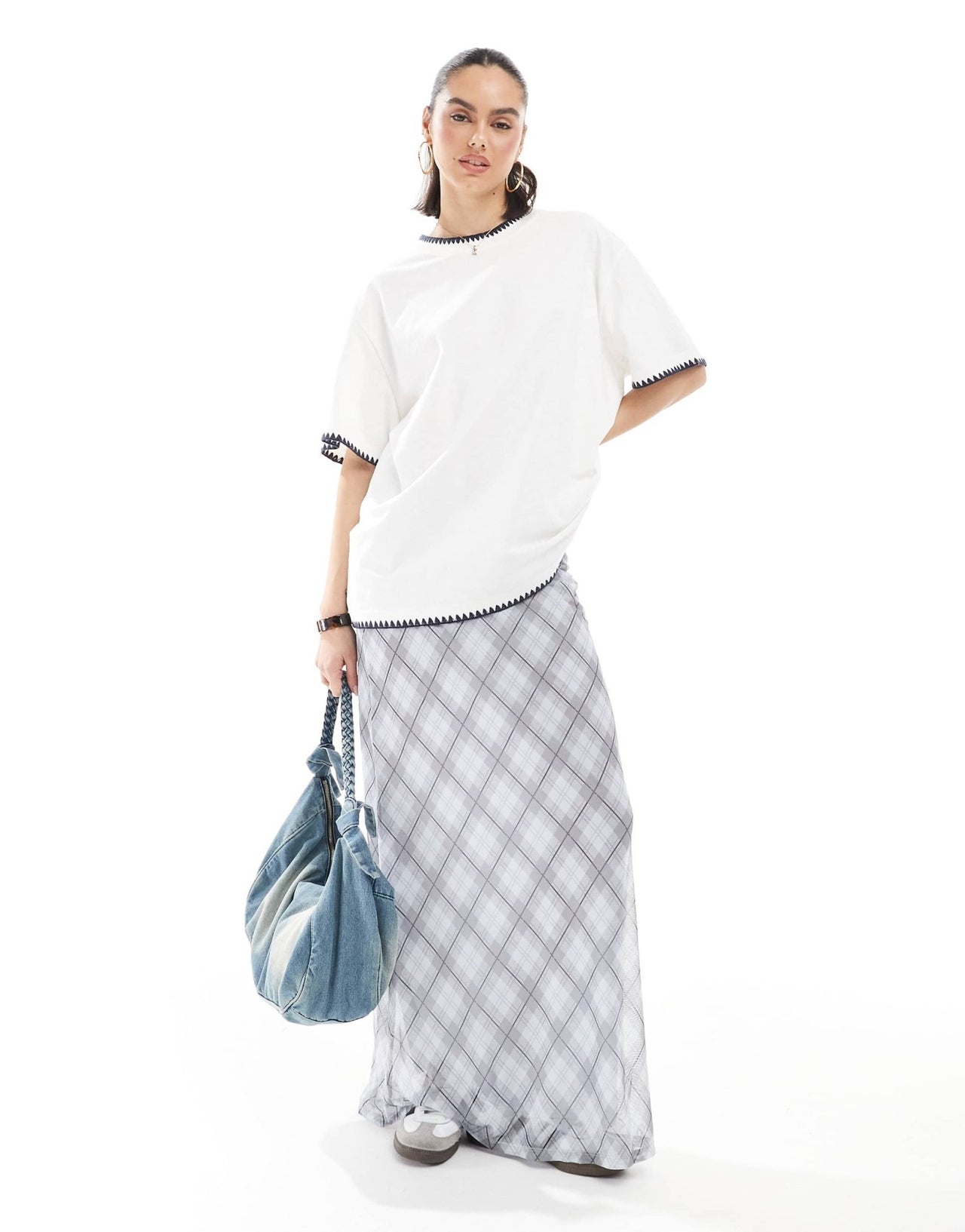 ASOS DESIGN slubby oversized t-shirt with ricrac detail in white - ASOS Sample Sale