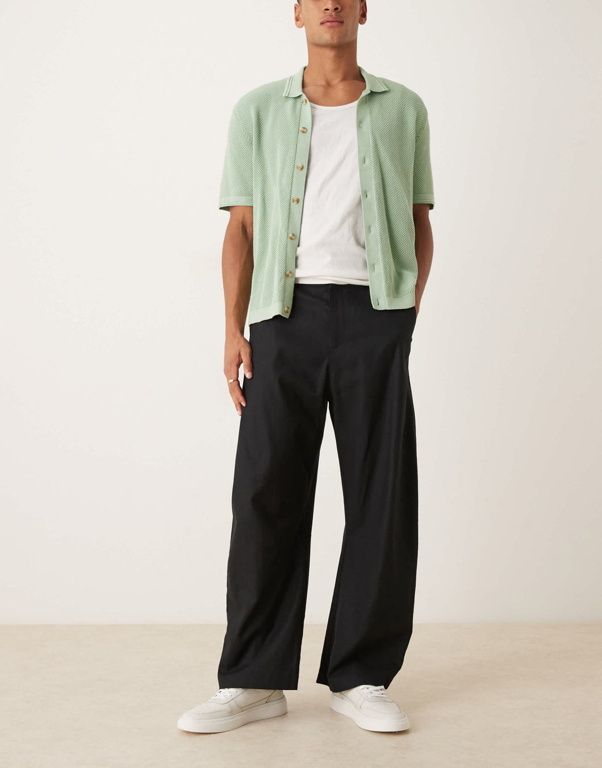 ASOS DESIGN smart barrel leg fit trousers in black linen - ASOS Sample Sale