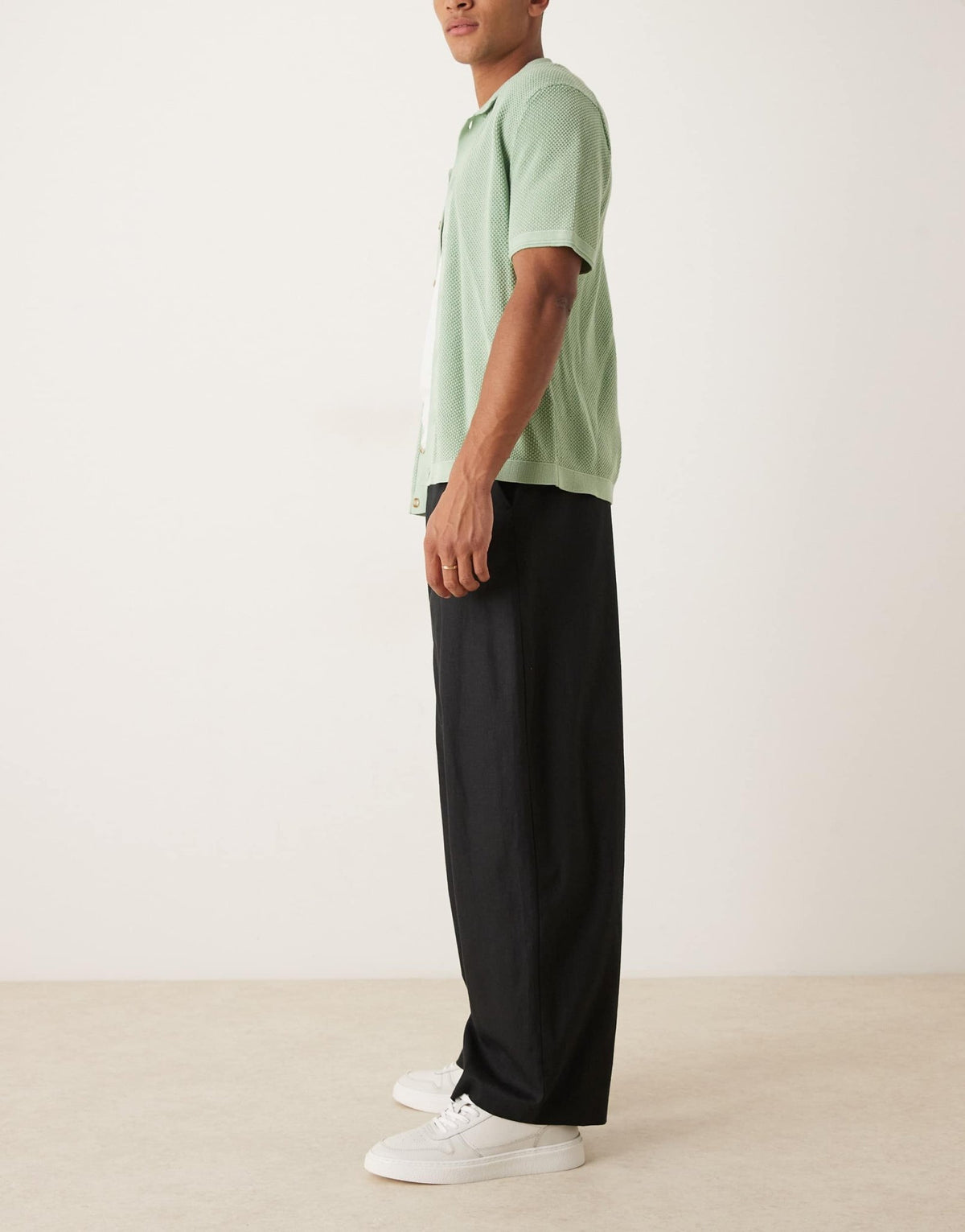 ASOS DESIGN smart barrel leg fit trousers in black linen - ASOS Sample Sale