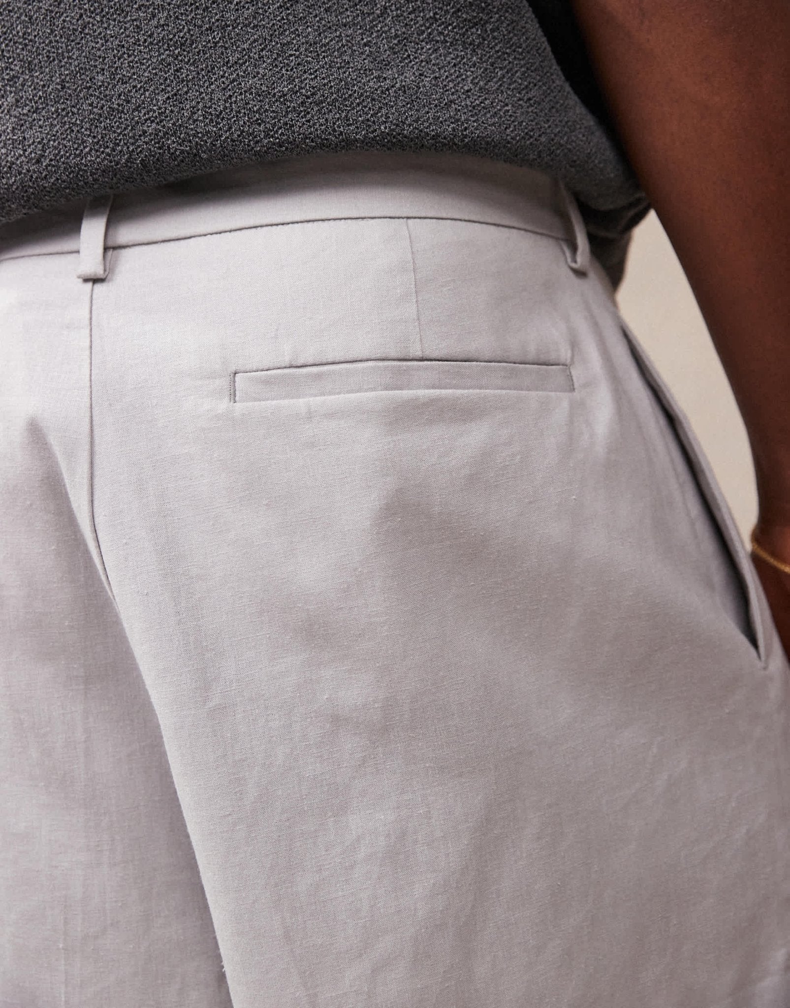 ASOS DESIGN smart bermuda crop linen blend shorts in light grey - ASOS Sample Sale