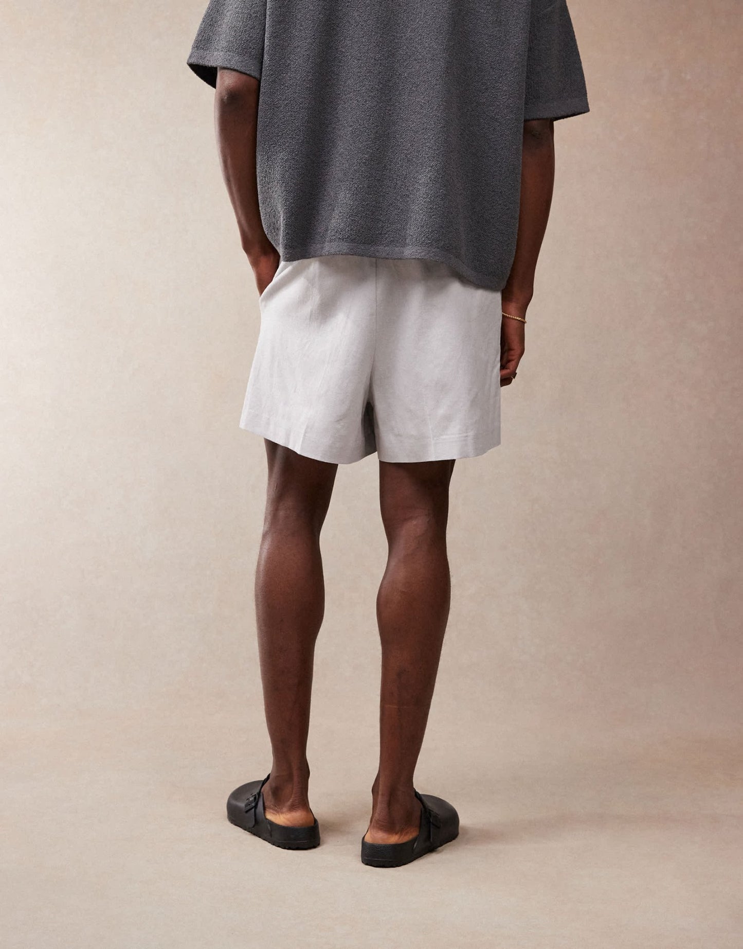 ASOS DESIGN smart bermuda crop linen blend shorts in light grey - ASOS Sample Sale