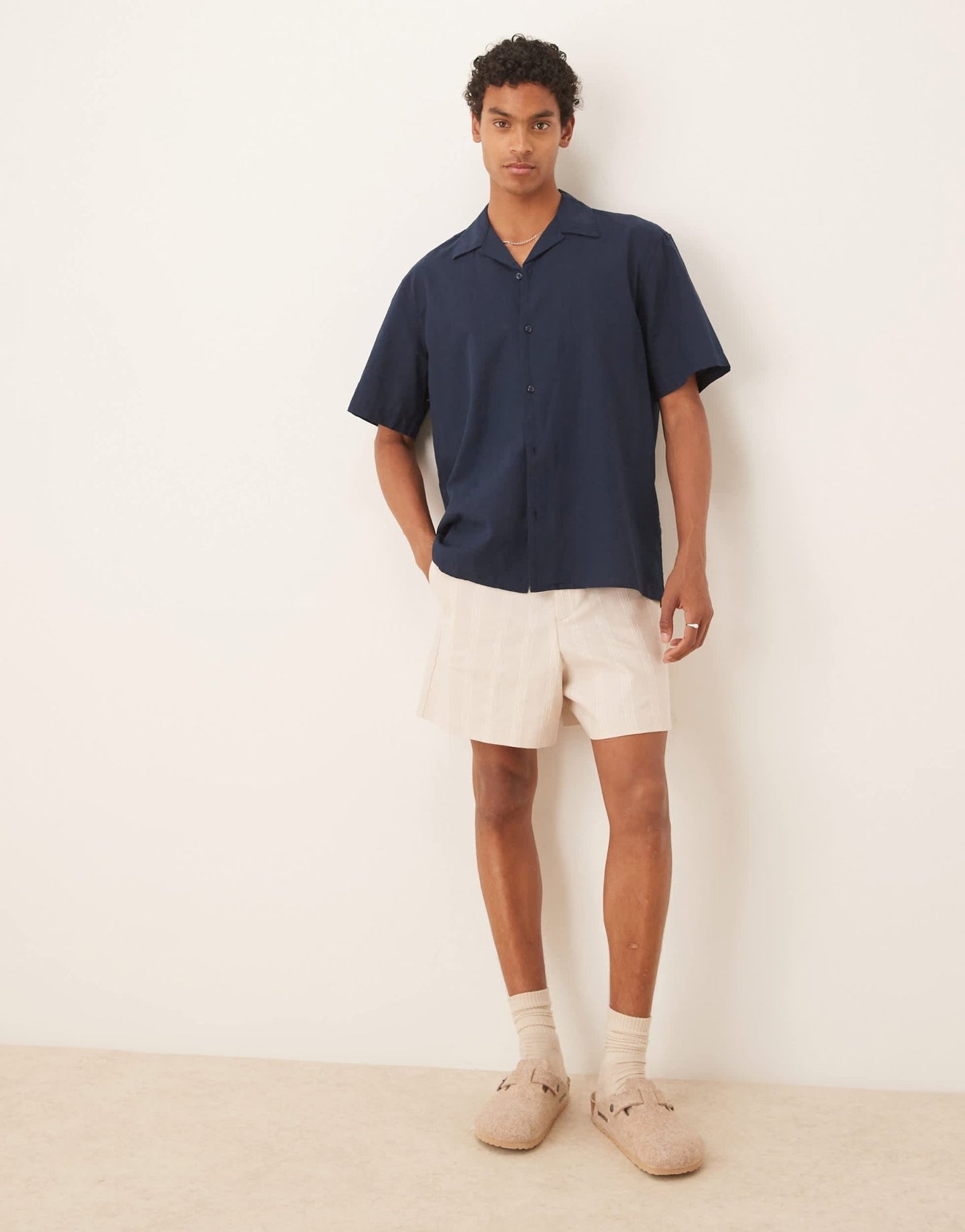 ASOS DESIGN smart bermuda linen blend shorts in ecru - ASOS Sample Sale