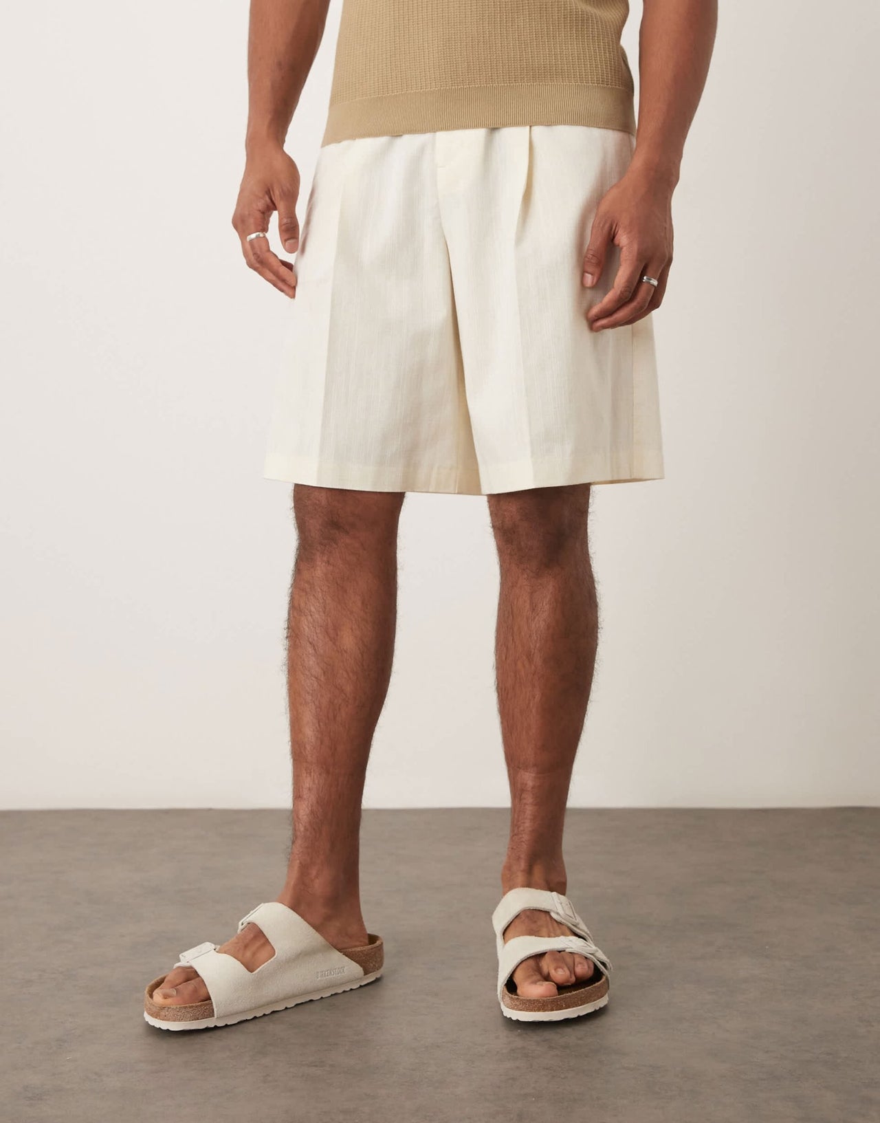 ASOS DESIGN smart bermuda shorts in buttermilk texture - ASOS Sample Sale