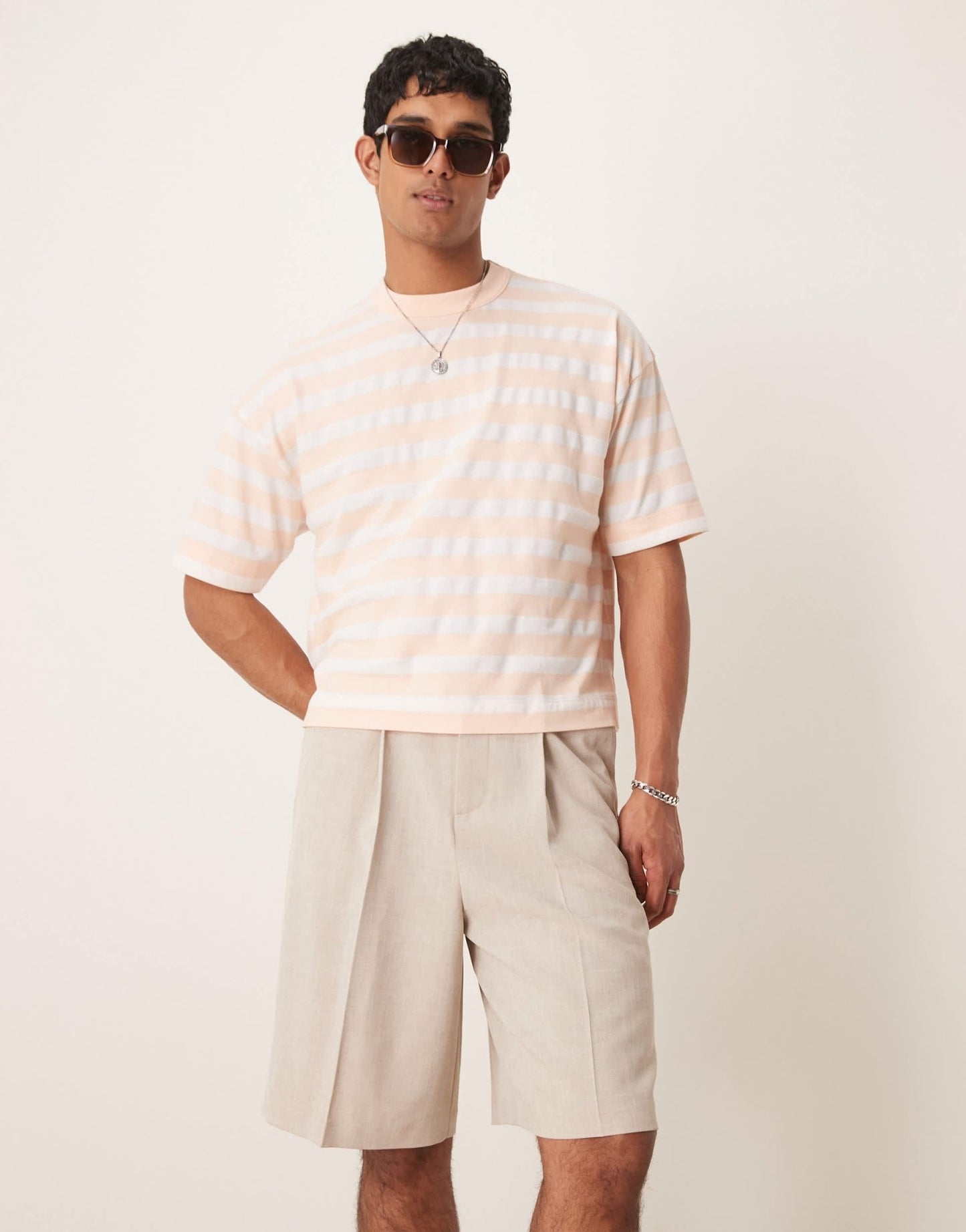 ASOS DESIGN smart bermuda shorts in micro texture in stone - ASOS Sample Sale