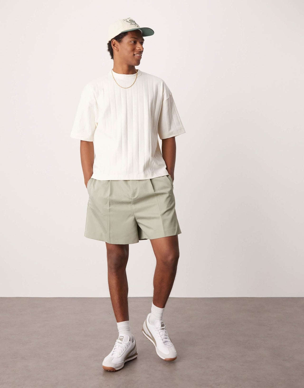ASOS DESIGN smart bermuda shorts with front pleat and belt detail in green - ASOS Sample Sale
