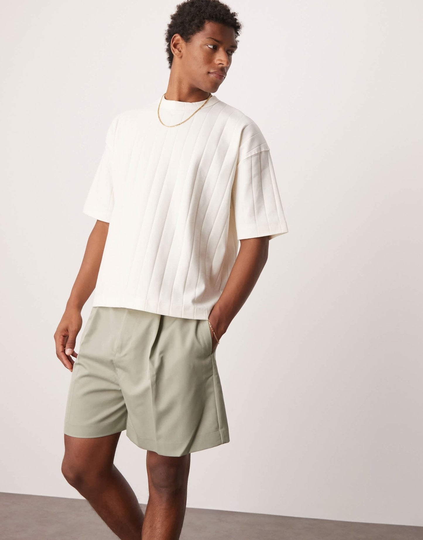 ASOS DESIGN smart bermuda shorts with front pleat and belt detail in green - ASOS Sample Sale