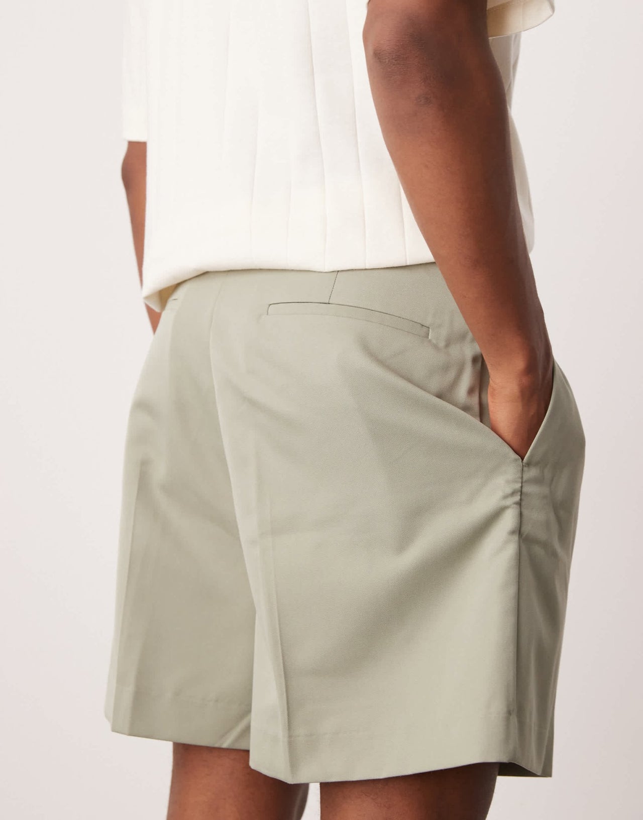 ASOS DESIGN smart bermuda shorts with front pleat and belt detail in green - ASOS Sample Sale