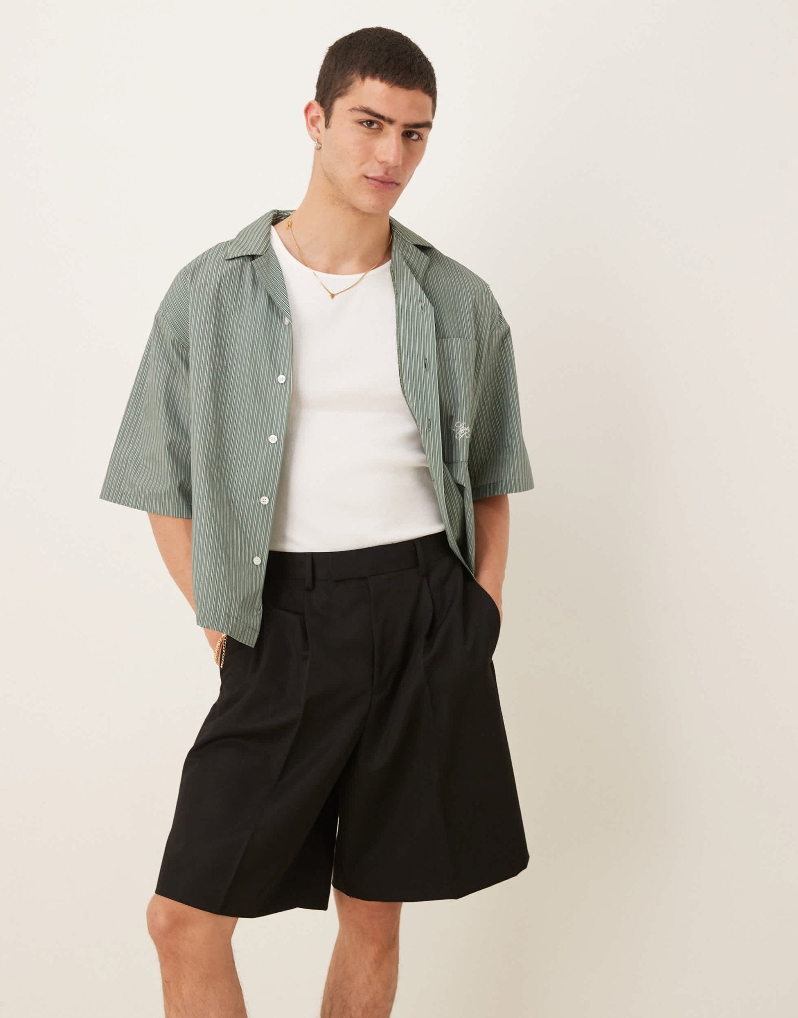 ASOS DESIGN smart bermuda shorts with front pleat in black - ASOS Sample Sale