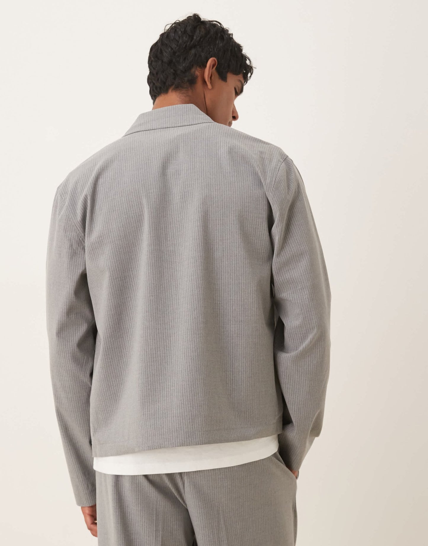 ASOS DESIGN smart co - ord cropped harrington jacket in grey pinstripe - ASOS Sample Sale