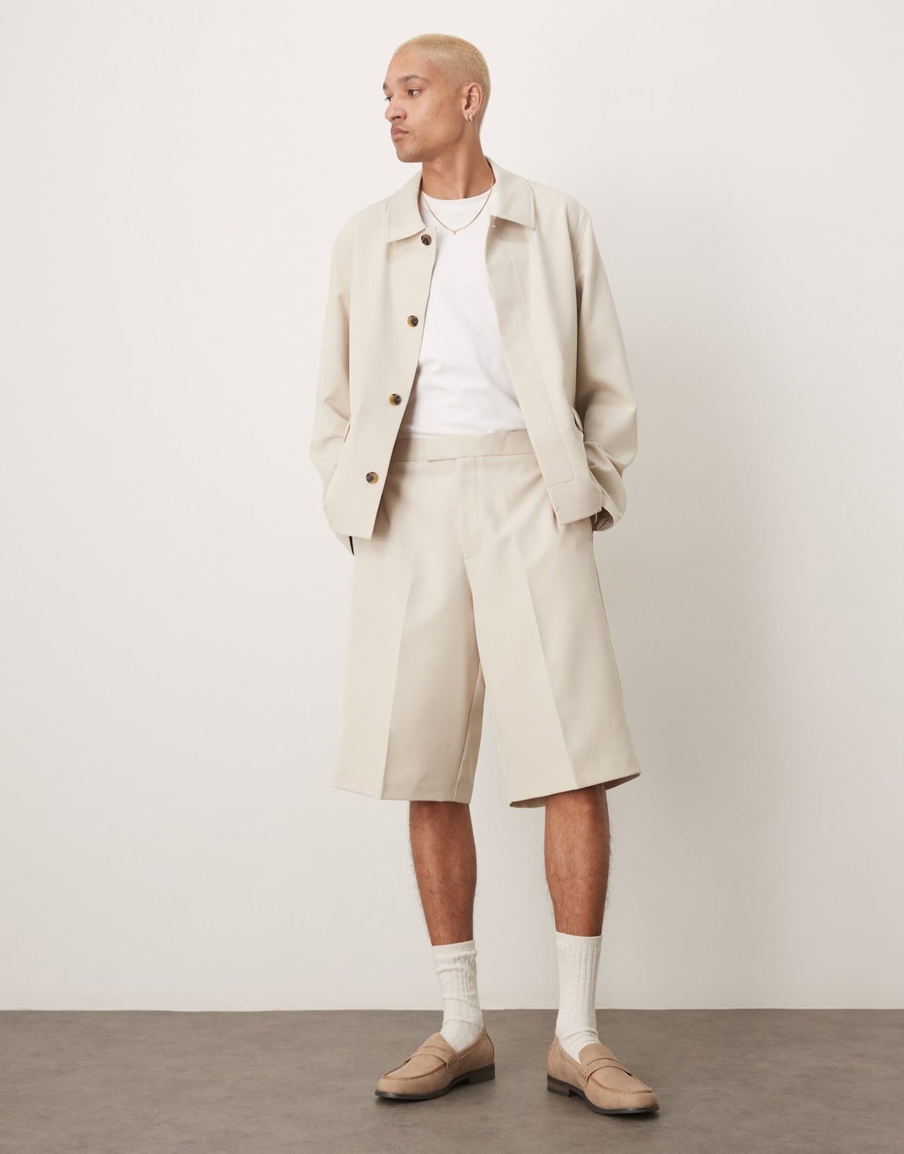 ASOS DESIGN smart co-ord harrington jacket in stone twill - ASOS Sample Sale