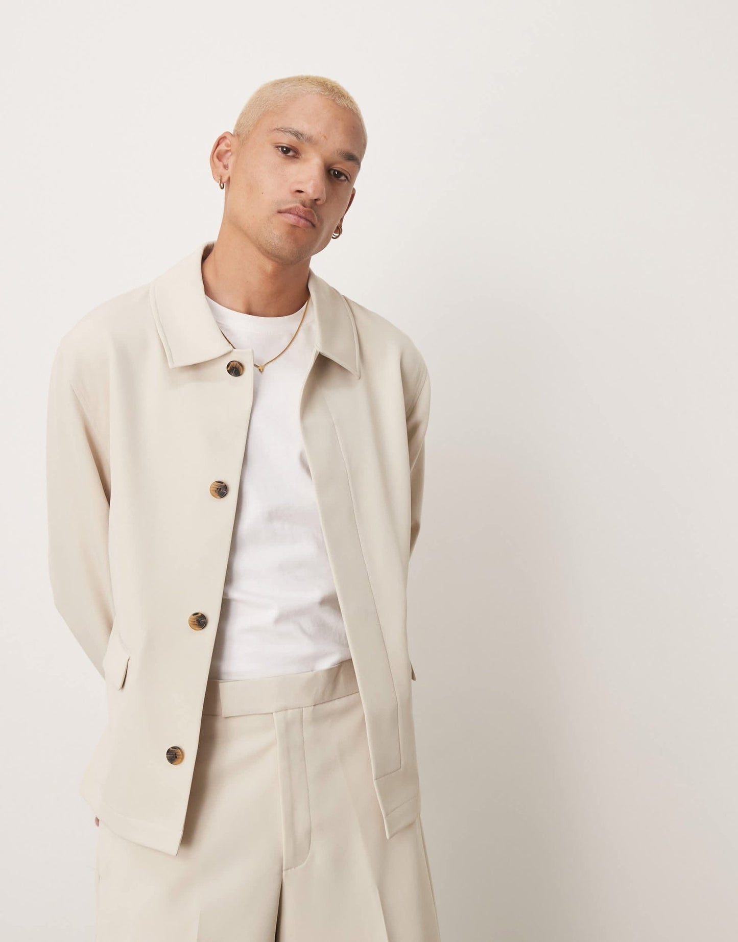 ASOS DESIGN smart co-ord harrington jacket in stone twill - ASOS Sample Sale