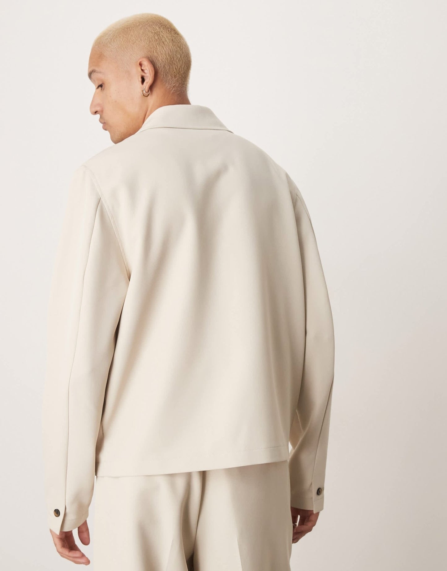 ASOS DESIGN smart co-ord harrington jacket in stone twill - ASOS Sample Sale