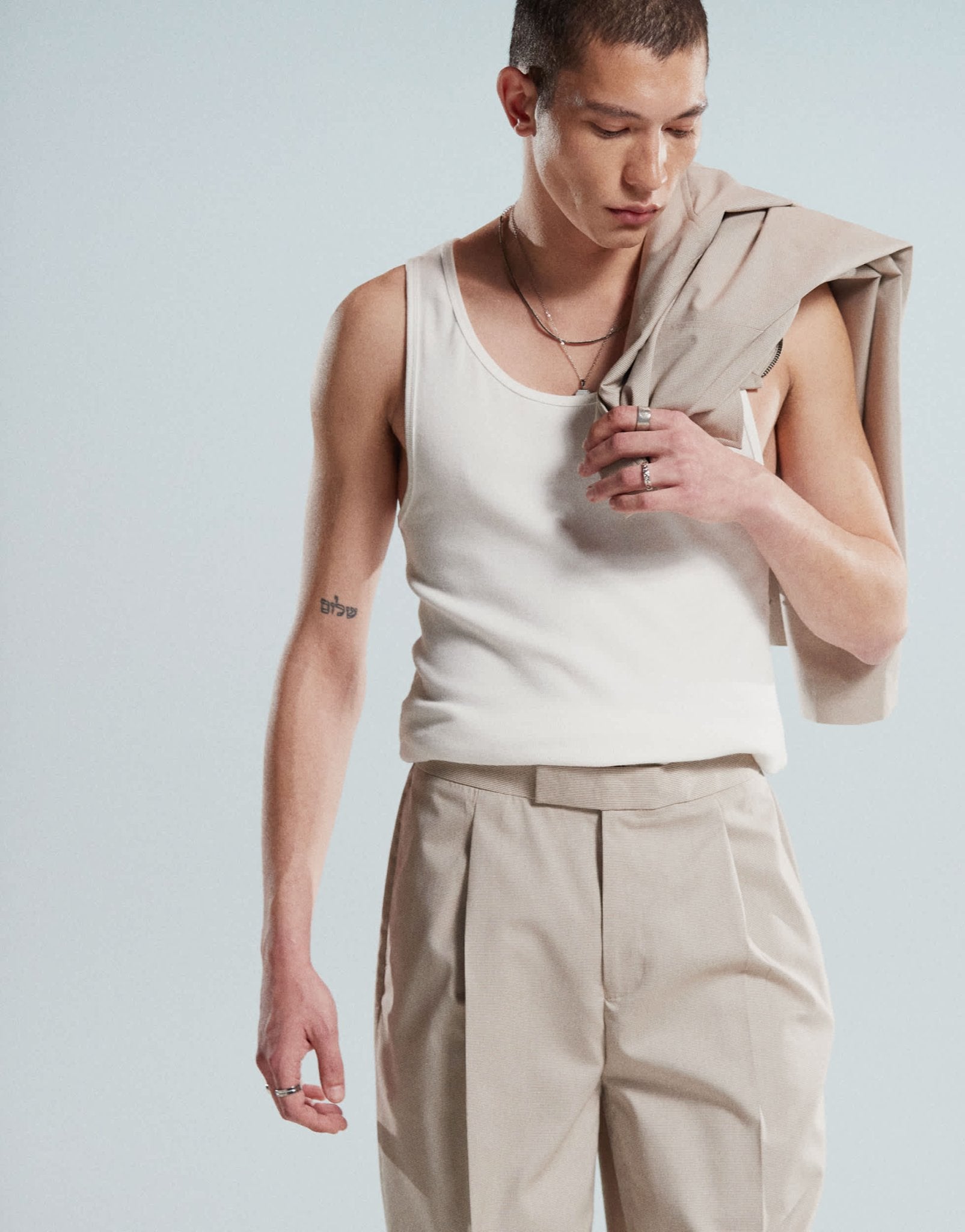 ASOS DESIGN smart co - ord oversized tapered trousers in beige microtexture with elasticated waist - ASOS Sample Sale