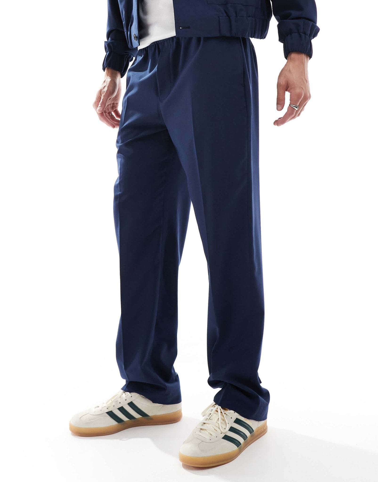 ASOS DESIGN smart co - ord pull on straight leg trousers in navy - ASOS Sample Sale