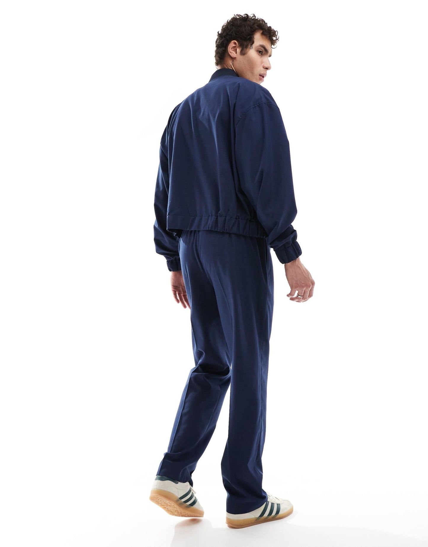 ASOS DESIGN smart co - ord pull on straight leg trousers in navy - ASOS Sample Sale