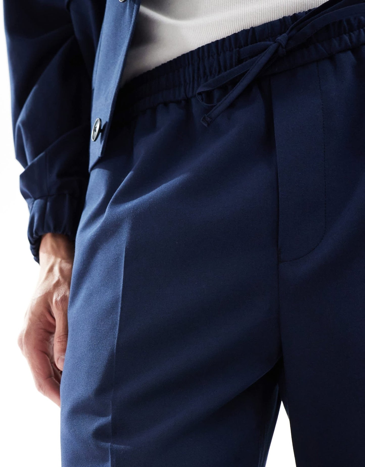 ASOS DESIGN smart co - ord pull on straight leg trousers in navy - ASOS Sample Sale
