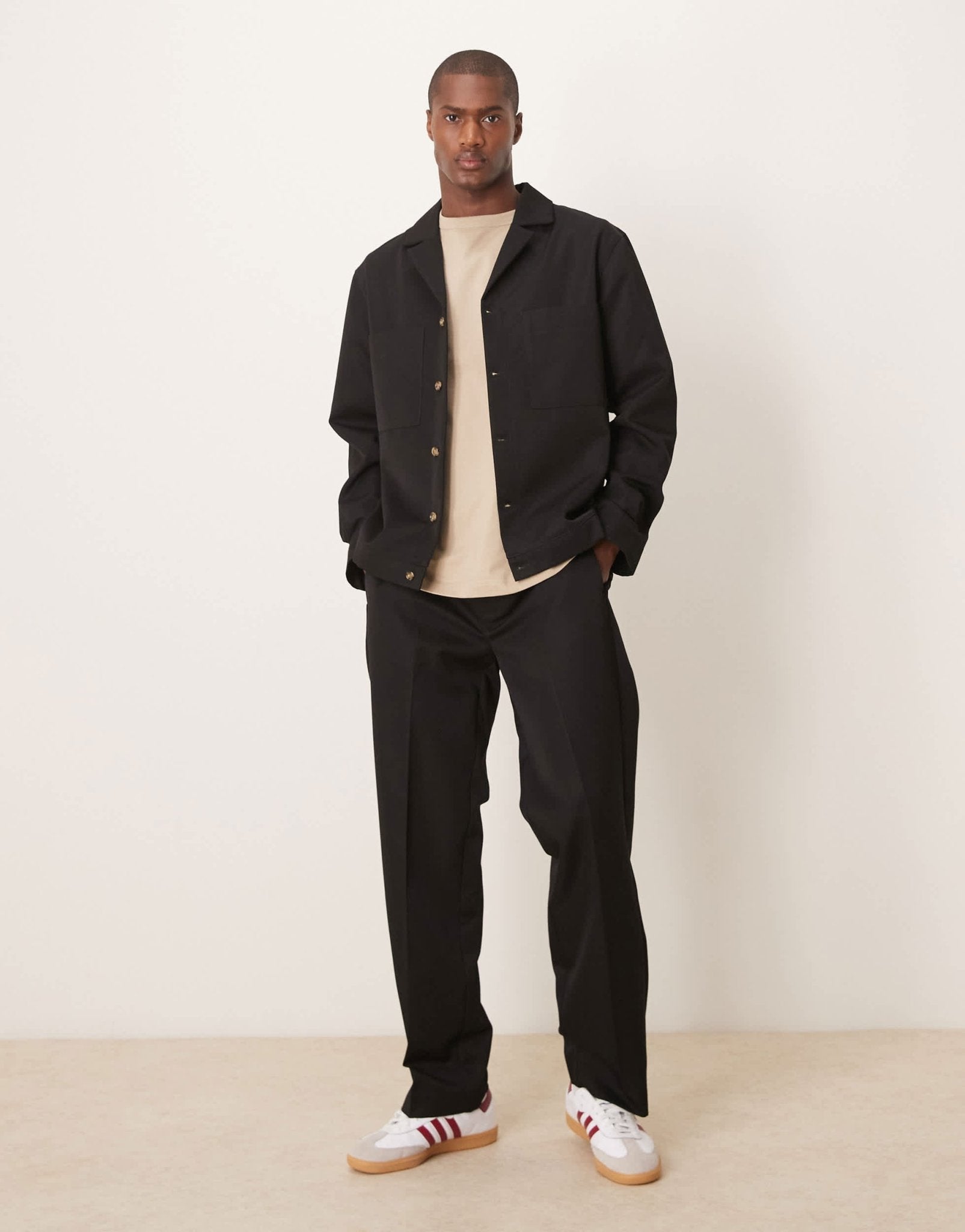 ASOS DESIGN smart co-ord revere shacket in black - ASOS Sample Sale