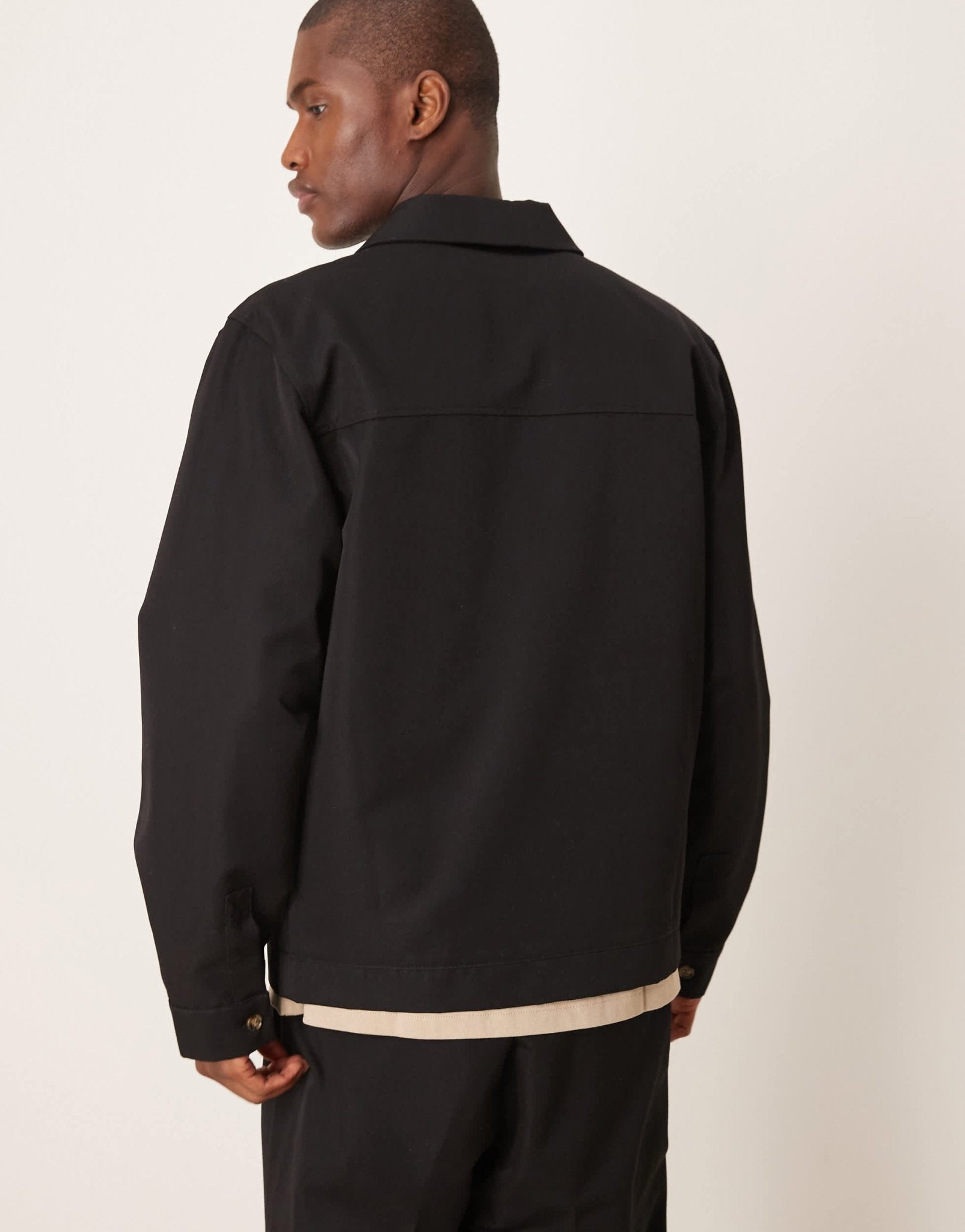 ASOS DESIGN smart co-ord revere shacket in black - ASOS Sample Sale