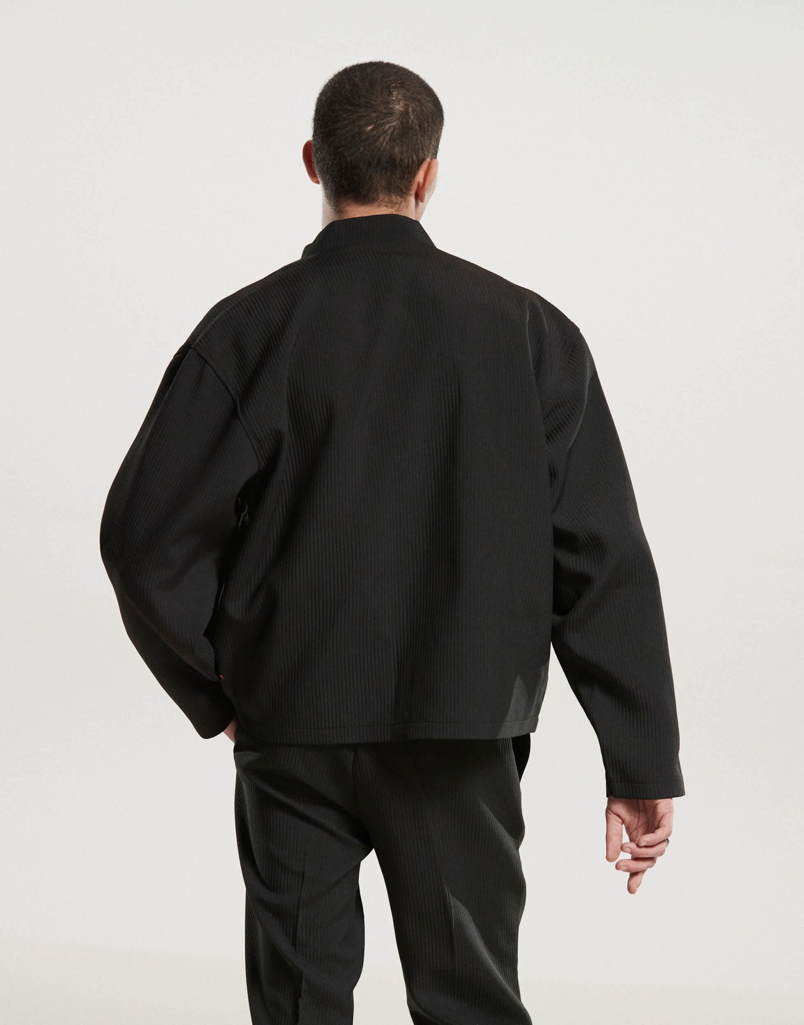 ASOS DESIGN smart co - ord ribbed bomber jacket in black - ASOS Sample Sale