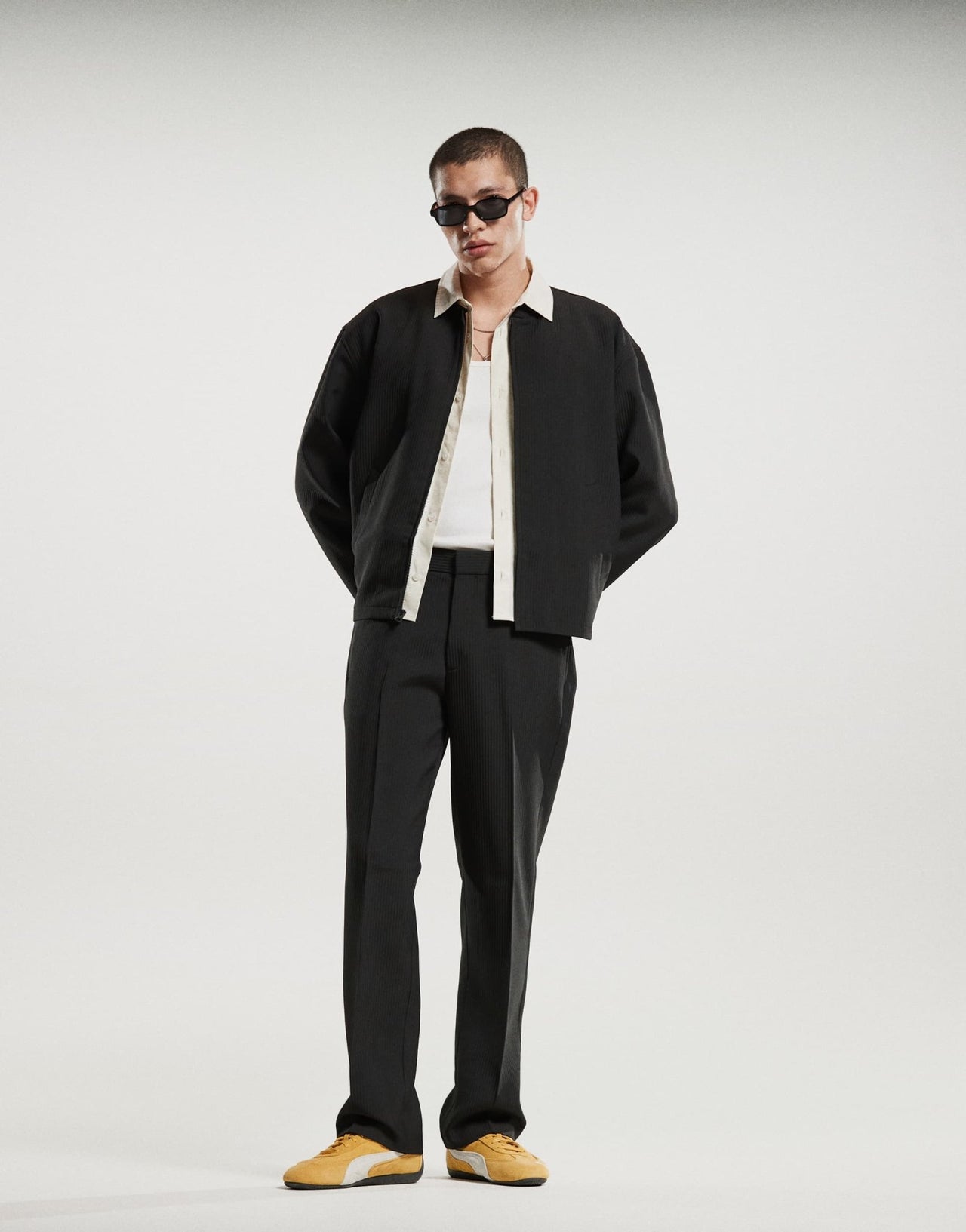 ASOS DESIGN smart co - ord ribbed straight leg in black with elasticated waist - ASOS Sample Sale