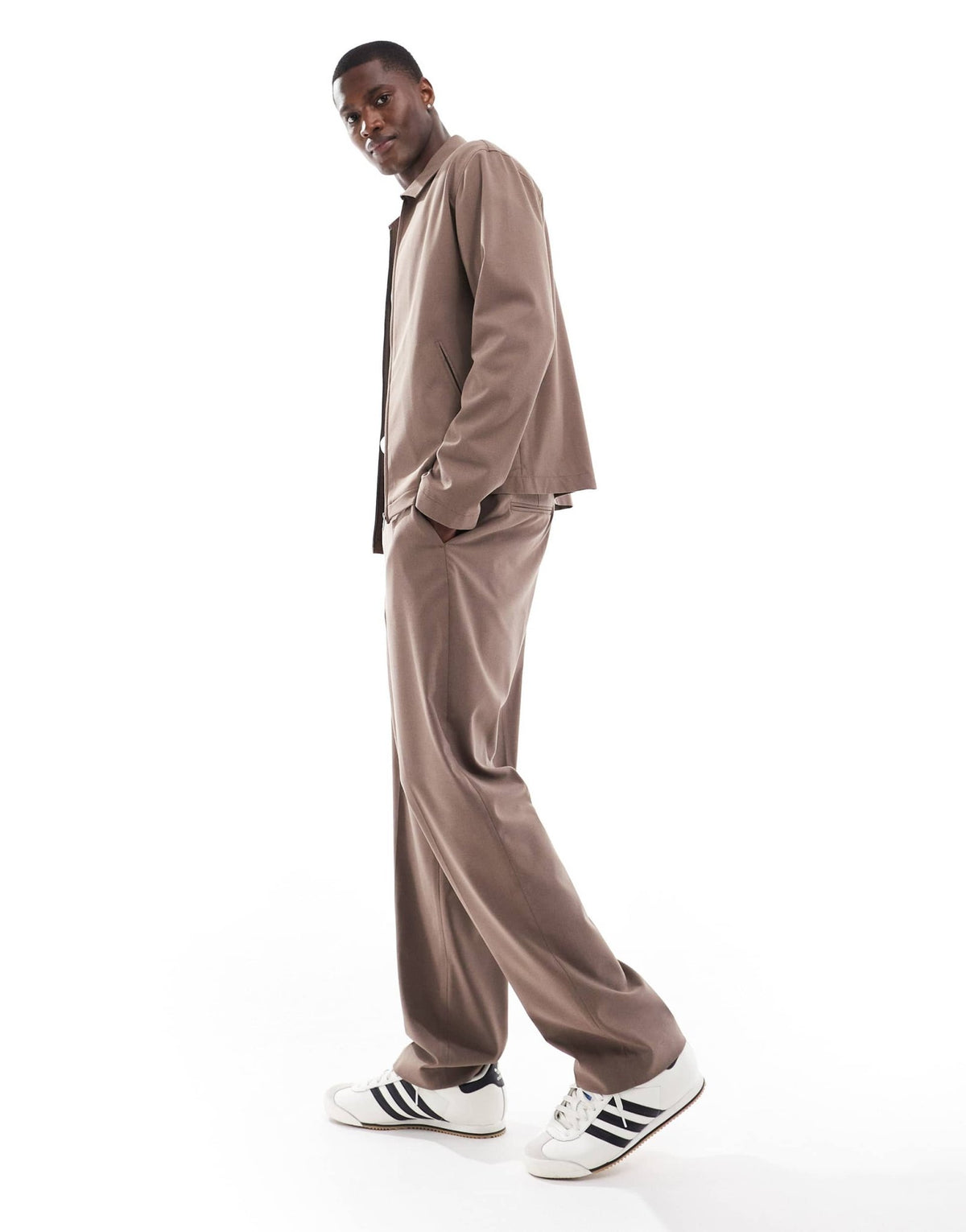 ASOS DESIGN smart co - ord straight fit trousers in light brown - ASOS Sample Sale