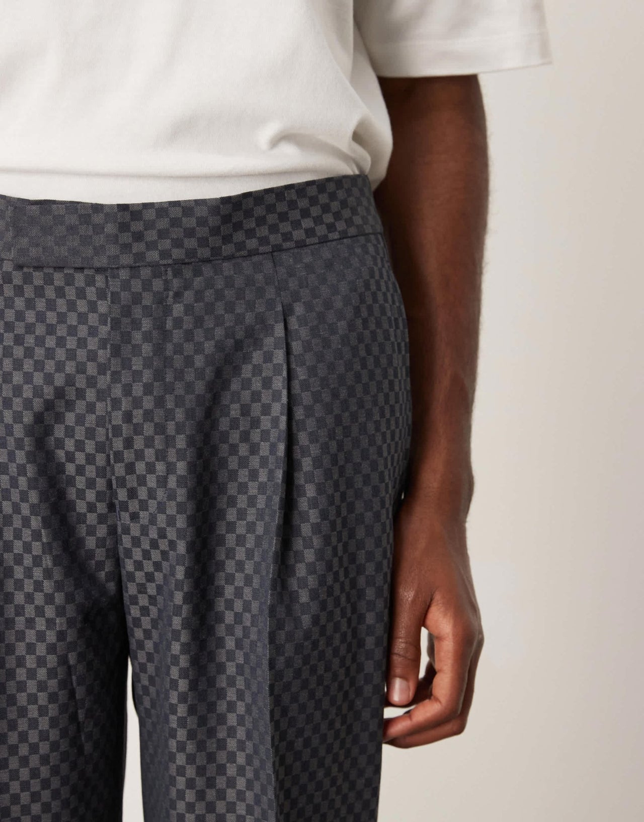 ASOS DESIGN smart co - ord straight leg trousers in grey checkerboard with elasticated waist - ASOS Sample Sale