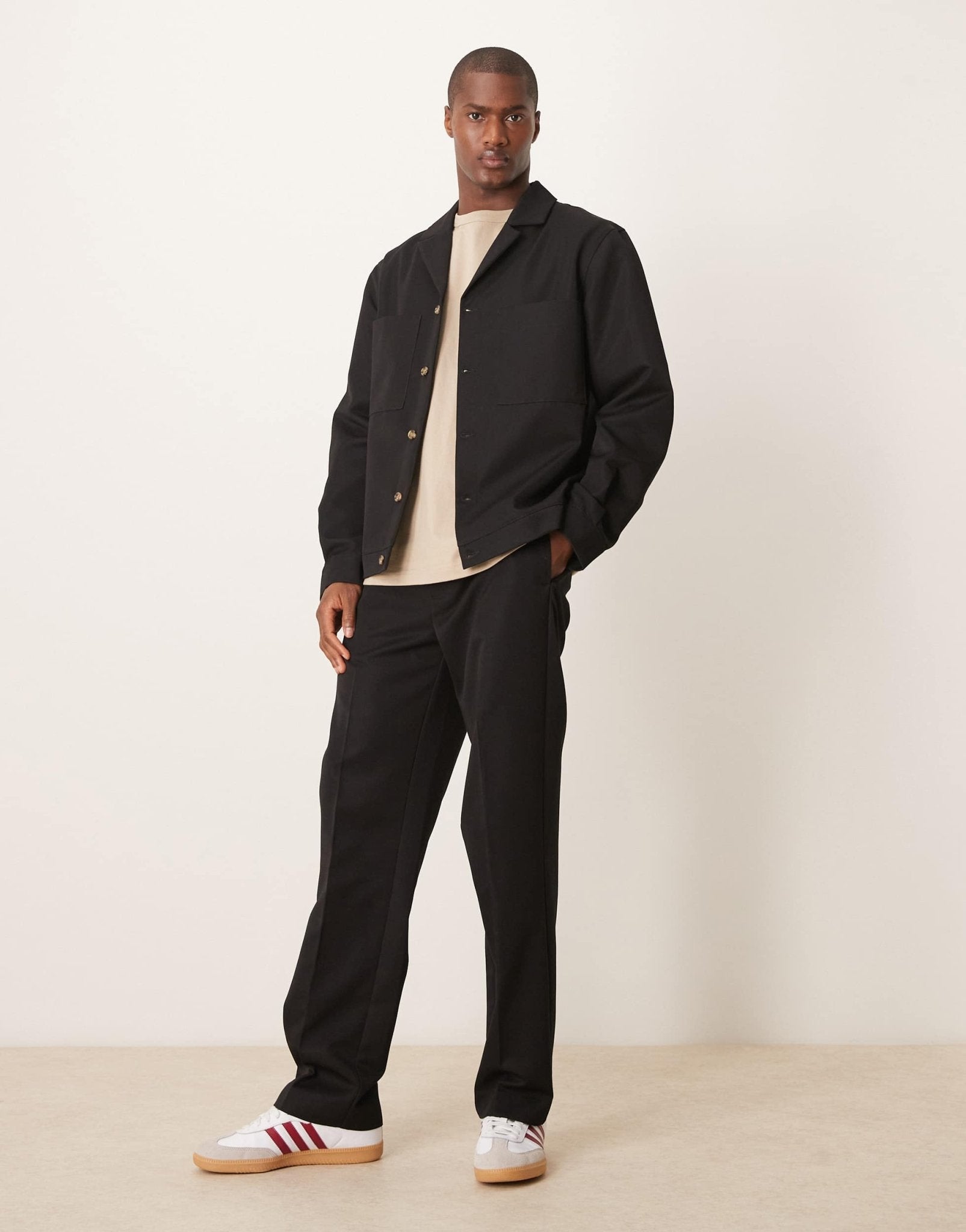 ASOS DESIGN smart co-ord straight trousers in black with elasticated waist - ASOS Sample Sale