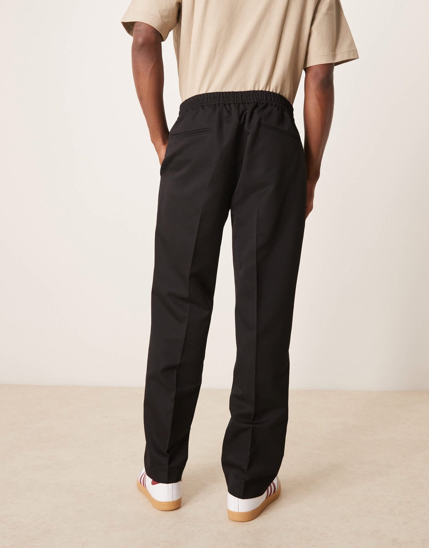 ASOS DESIGN smart co-ord straight trousers in black with elasticated waist - ASOS Sample Sale
