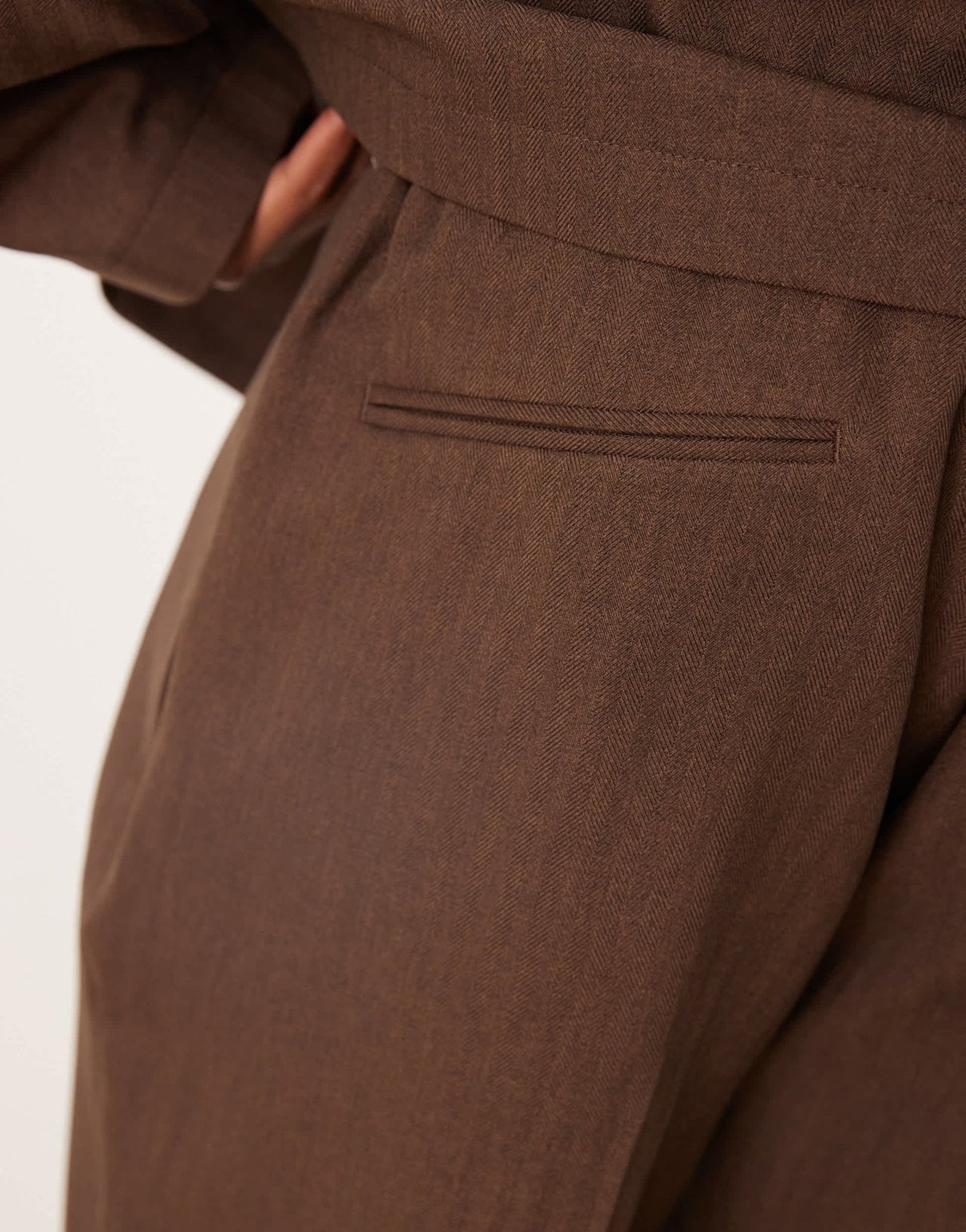ASOS DESIGN smart co - ord tapered trousers in brown herringbone with elasticated waist - ASOS Sample Sale