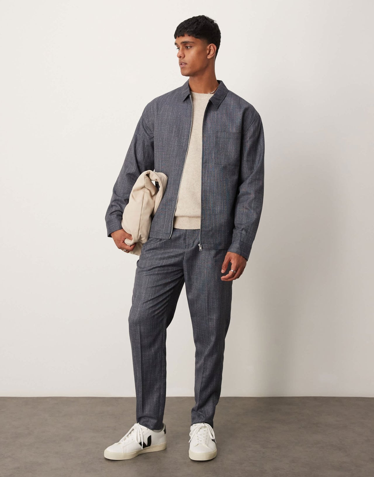ASOS DESIGN smart co - ord tapered trousers in navy with elasticated waist - ASOS Sample Sale