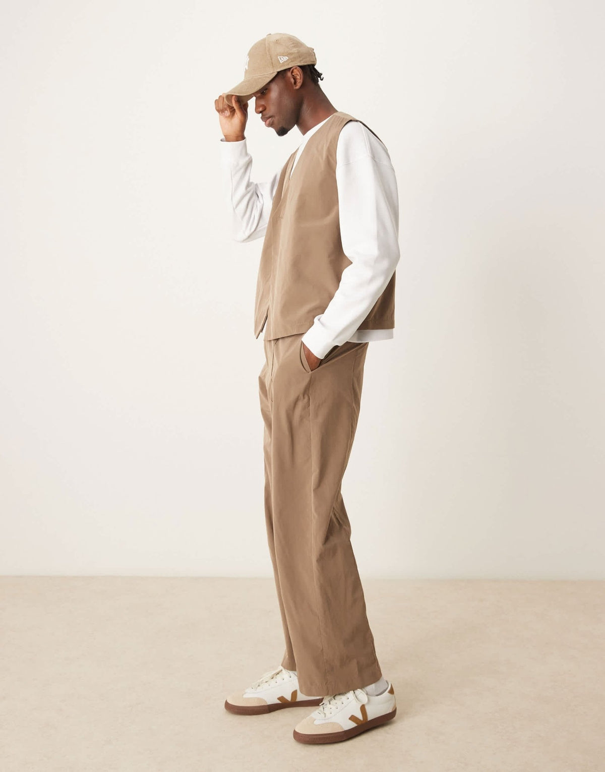 ASOS DESIGN smart co - ord waistcoat in brown tech fabric - ASOS Sample Sale