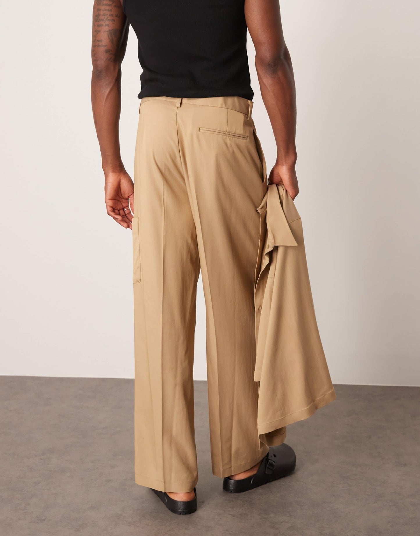 ASOS DESIGN smart co - ord wide leg cargo trousers in camel peach feel texture - ASOS Sample Sale