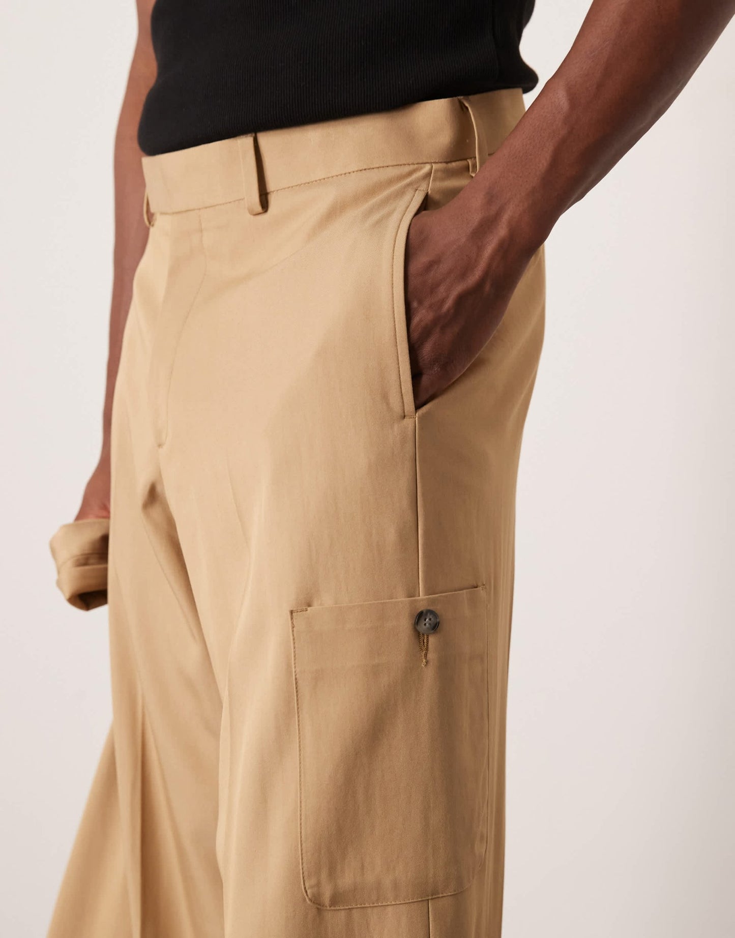 ASOS DESIGN smart co - ord wide leg cargo trousers in camel peach feel texture - ASOS Sample Sale