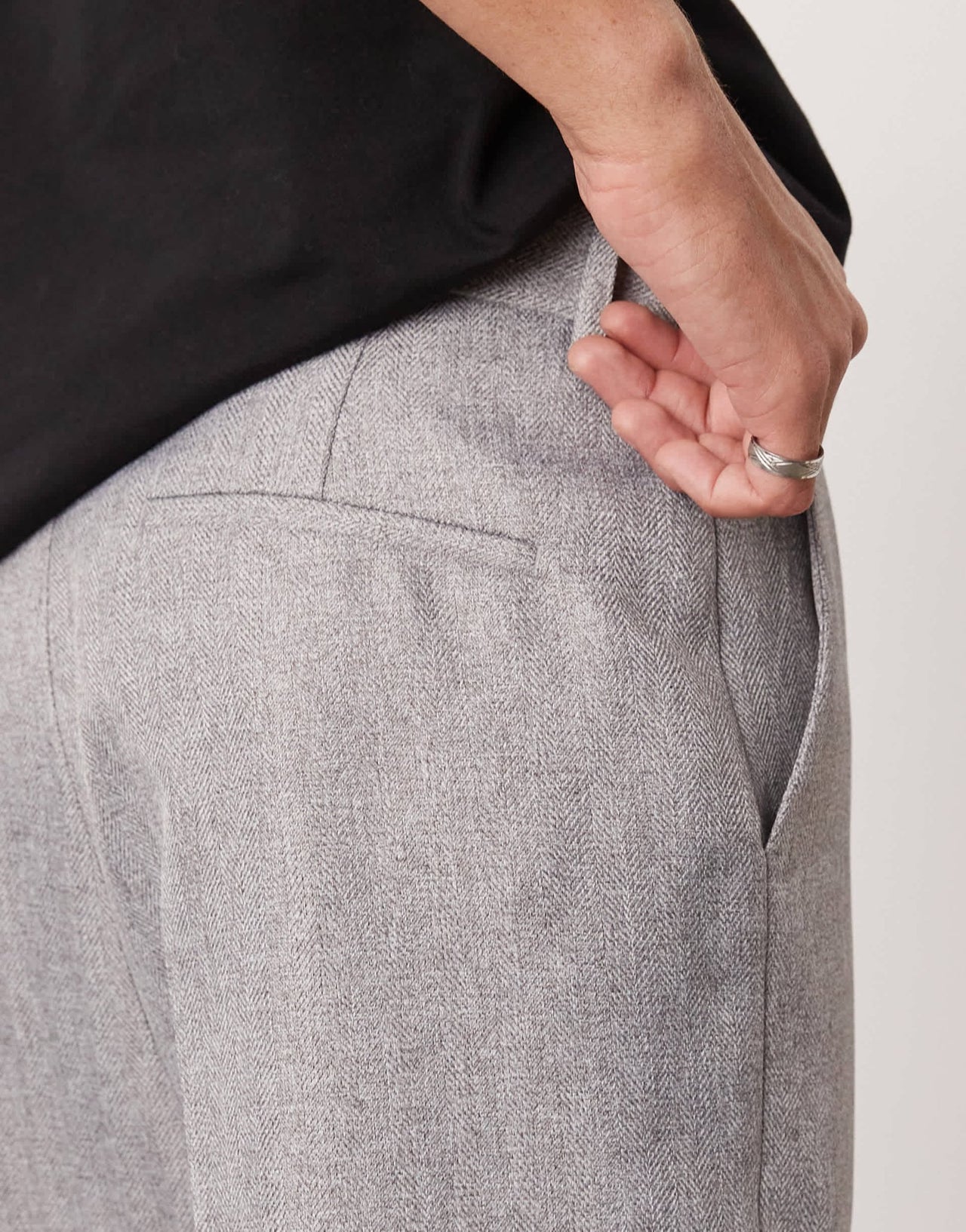 ASOS DESIGN smart high waist straight leg trousers in light grey herringbone - ASOS Sample Sale