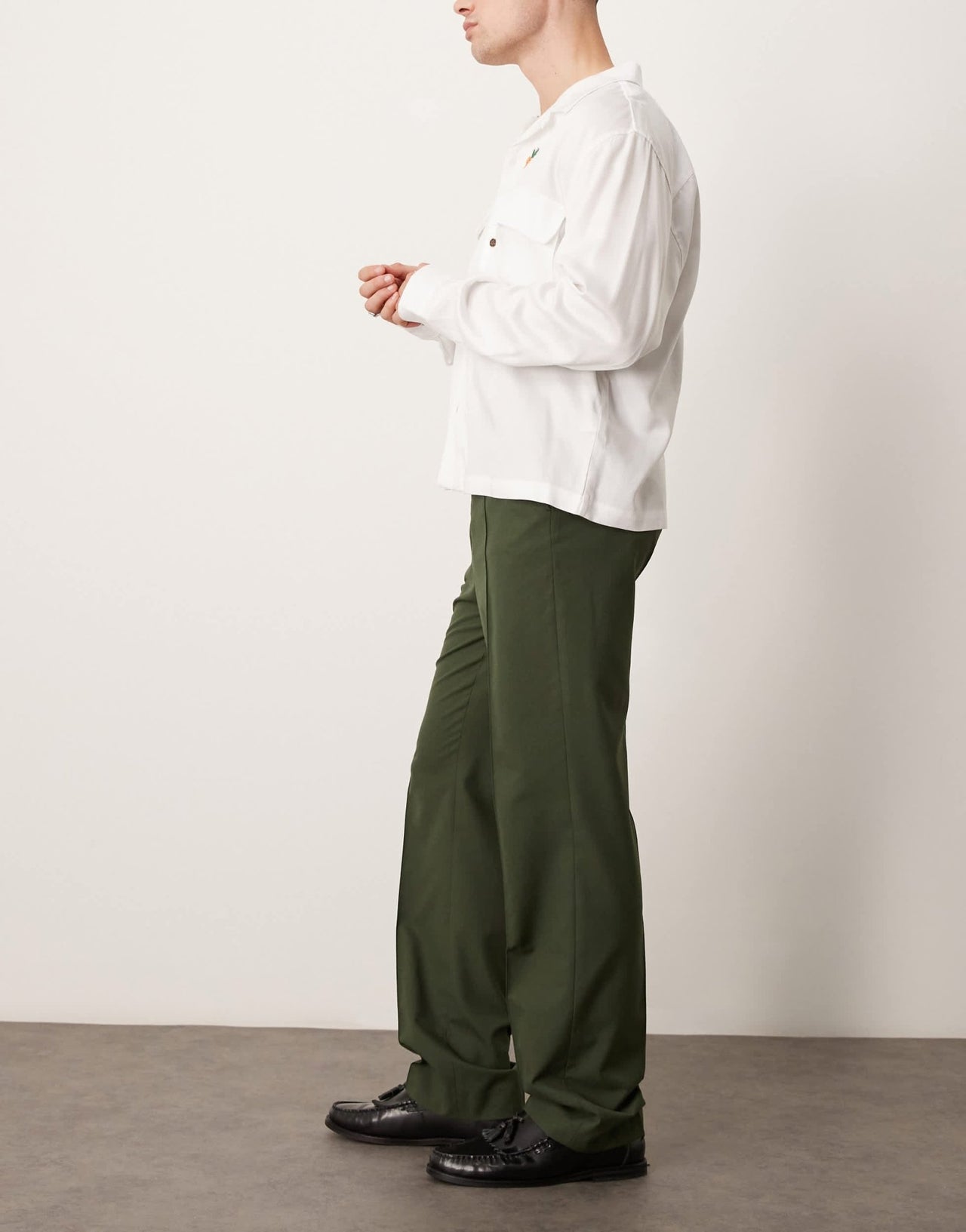 ASOS DESIGN smart high waist straight leg trousers with pintucks in dark green - ASOS Sample Sale