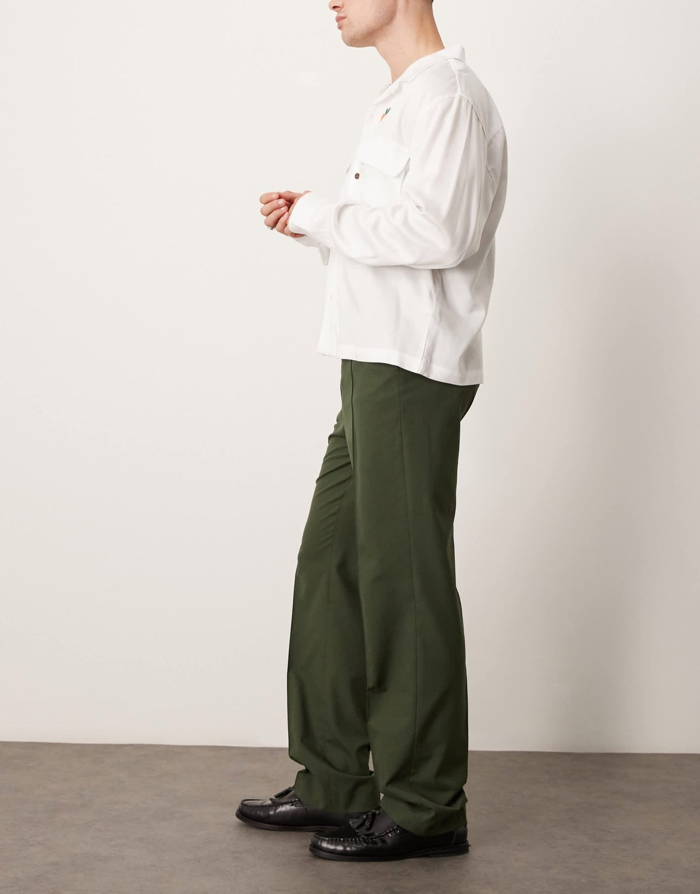 ASOS DESIGN smart high waist straight leg trousers with pintucks in dark green - ASOS Sample Sale