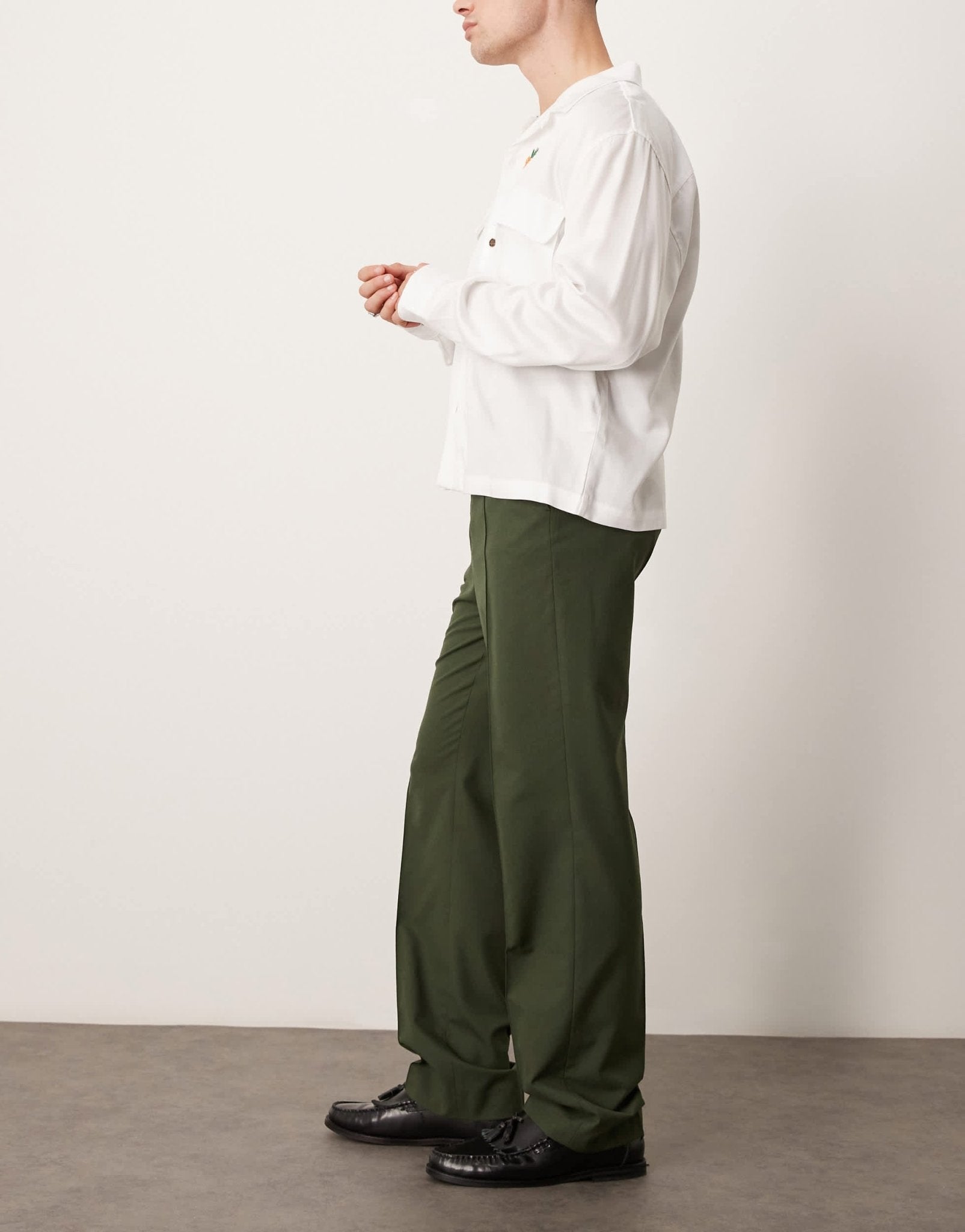 ASOS DESIGN smart high waist straight leg trousers with pintucks in dark green - ASOS Sample Sale