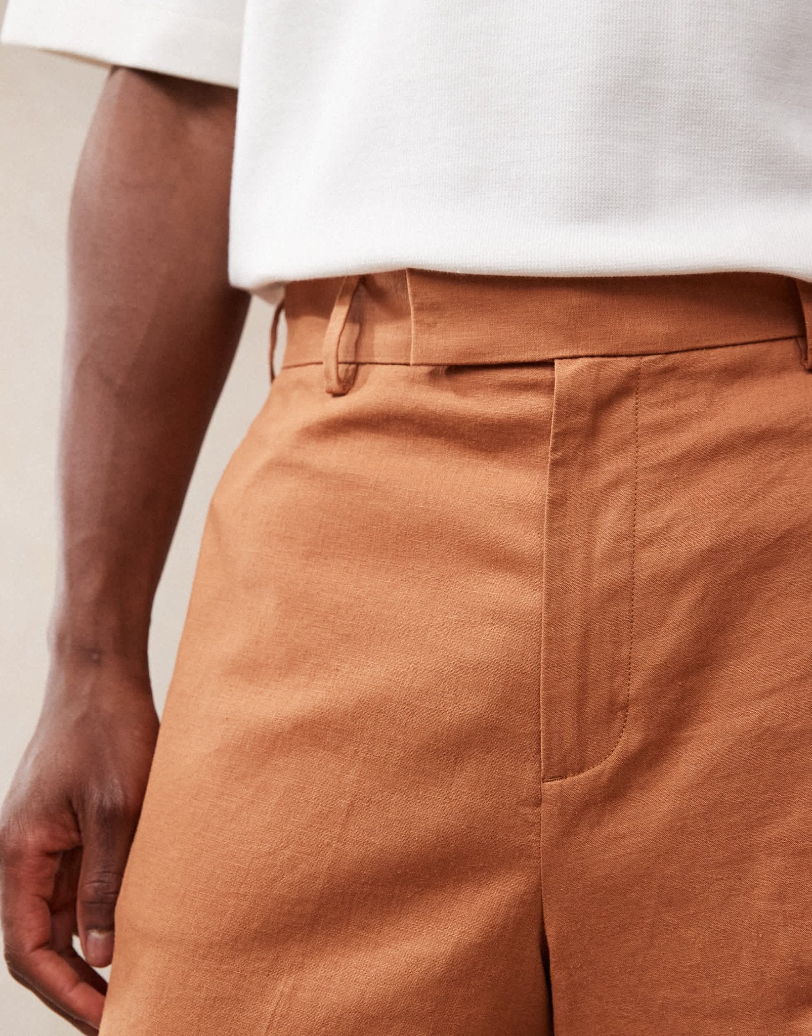 ASOS DESIGN smart linen blend bermuda shorts in rust - ASOS Sample Sale
