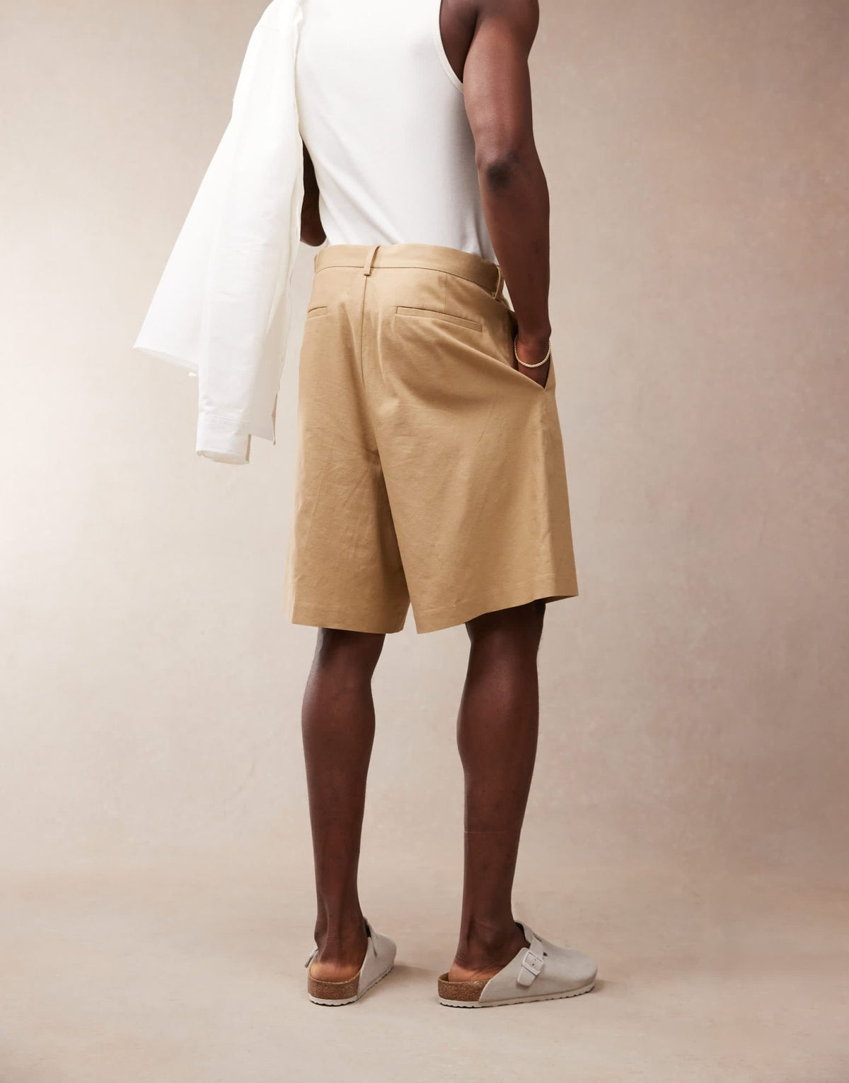 ASOS DESIGN smart linen blend bermuda shorts in tan - ASOS Sample Sale