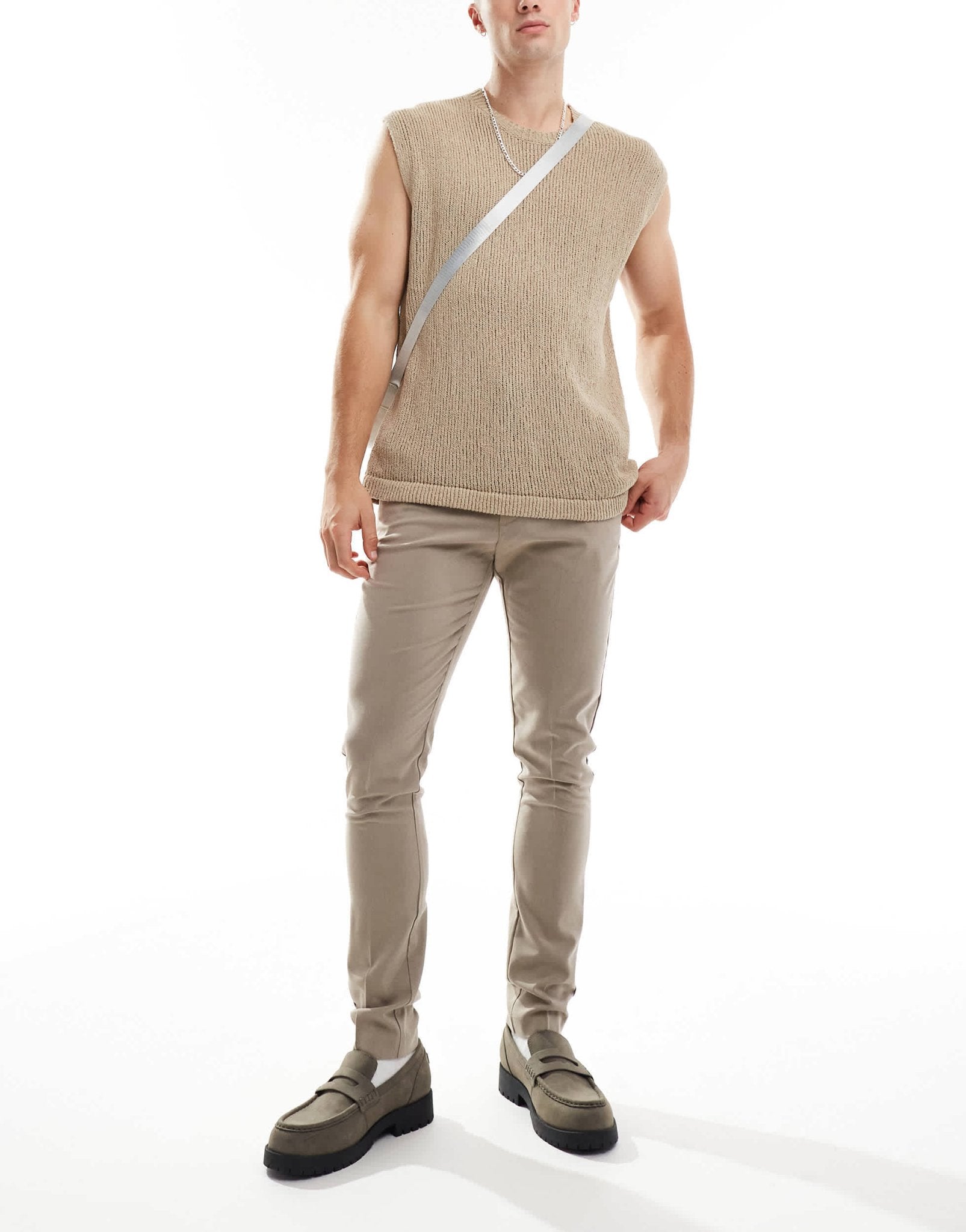 ASOS DESIGN smart new slim fit trousers in stone - ASOS Sample Sale