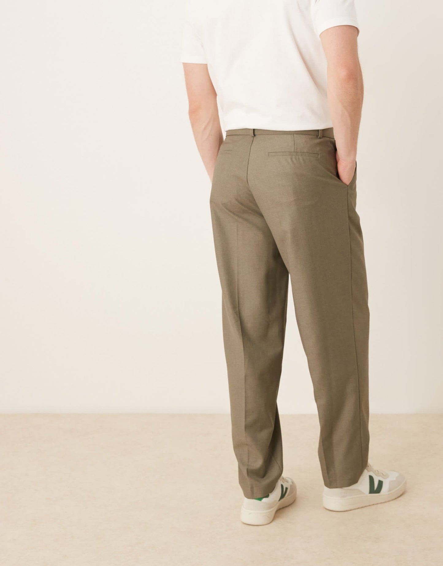 ASOS DESIGN smart oversized tapered belted trousers with front pleat in khaki - ASOS Sample Sale