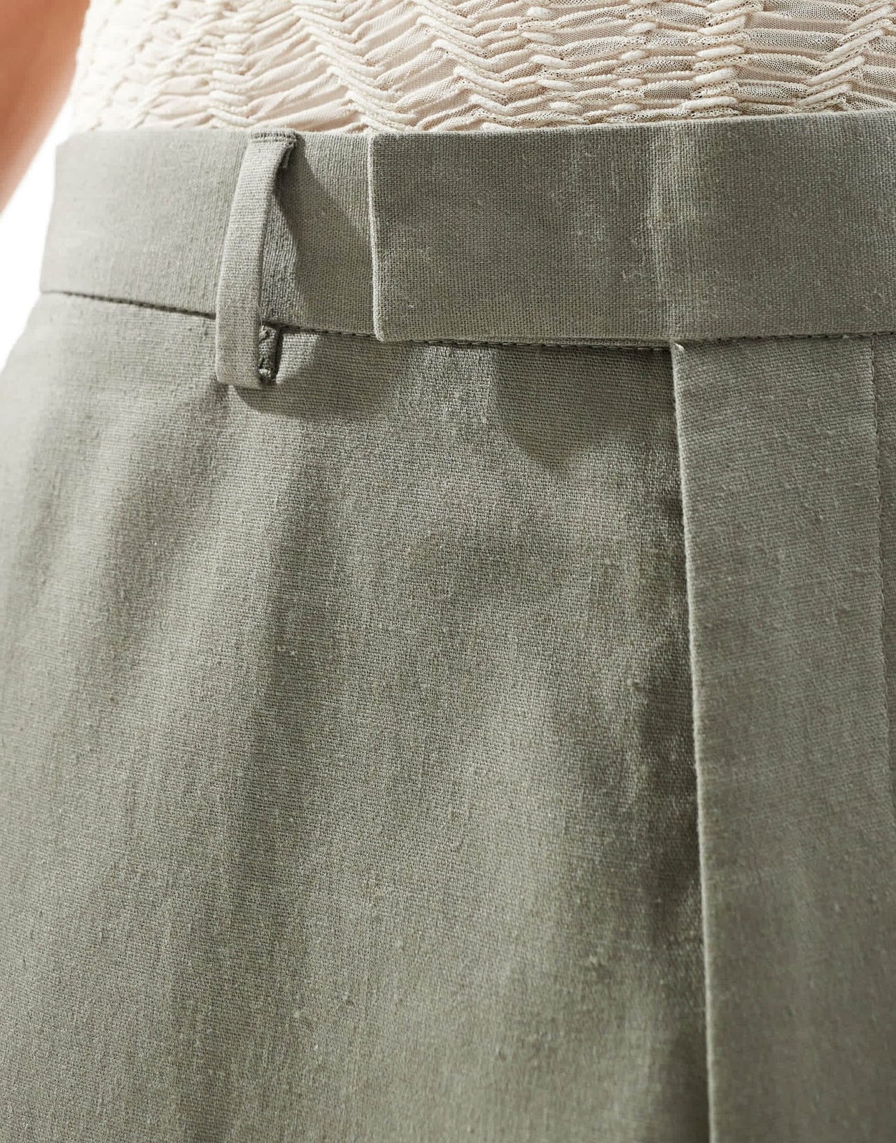 ASOS DESIGN smart oversized tapered linen blend trousers in dusty green - ASOS Sample Sale