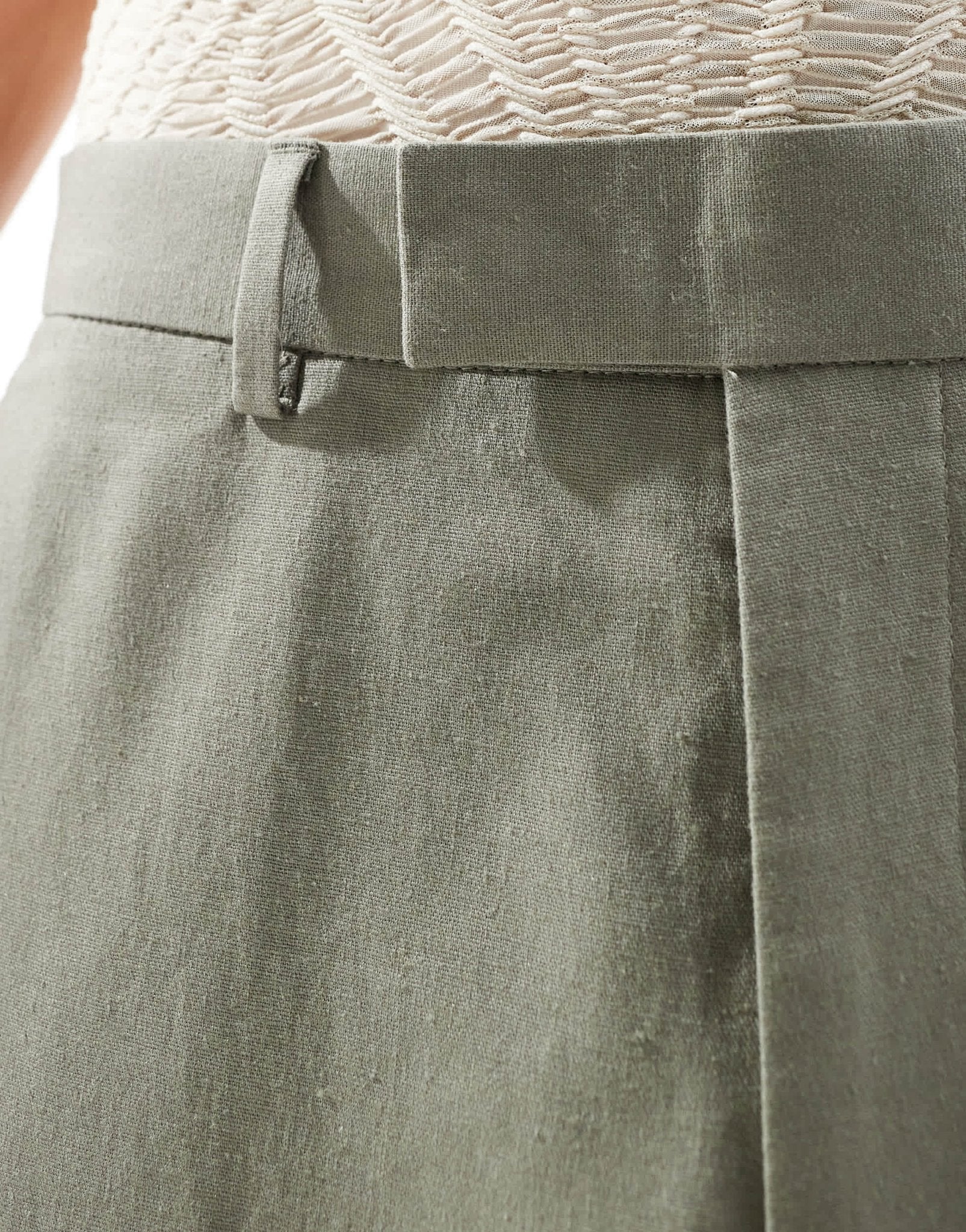 ASOS DESIGN smart oversized tapered linen blend trousers in dusty green - ASOS Sample Sale