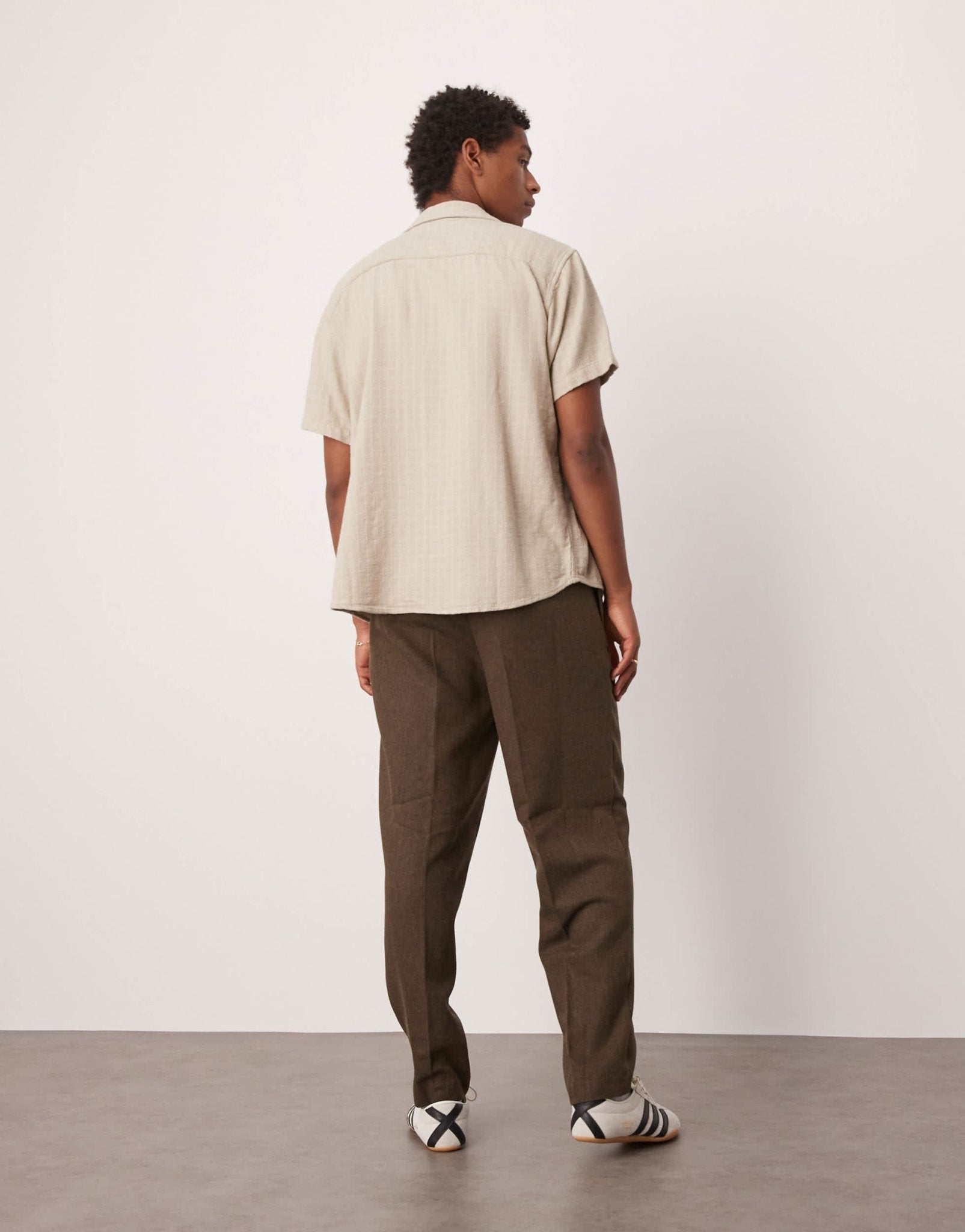 ASOS DESIGN smart oversized tapered pleated trousers in brown with wool twill - ASOS Sample Sale