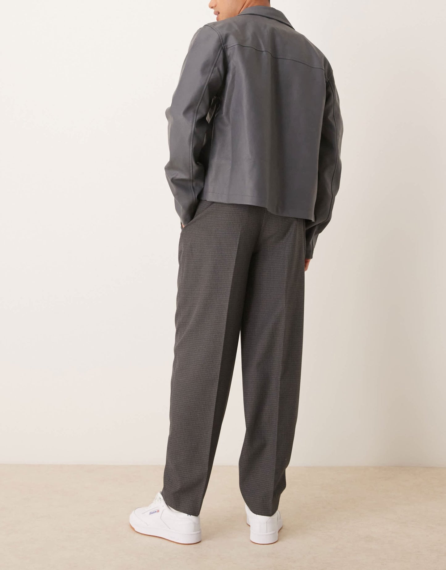 ASOS DESIGN smart oversized tapered trousers in charcoal check - ASOS Sample Sale