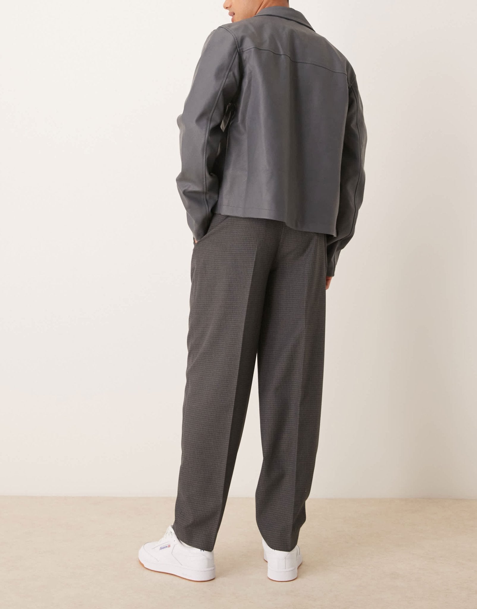 ASOS DESIGN smart oversized tapered trousers in charcoal check - ASOS Sample Sale
